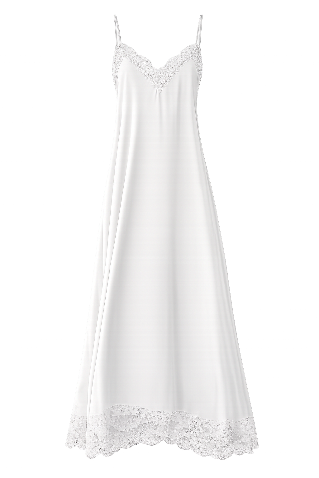 Vestido Seraphine midi color ivory con encaje, vista frontal de producto