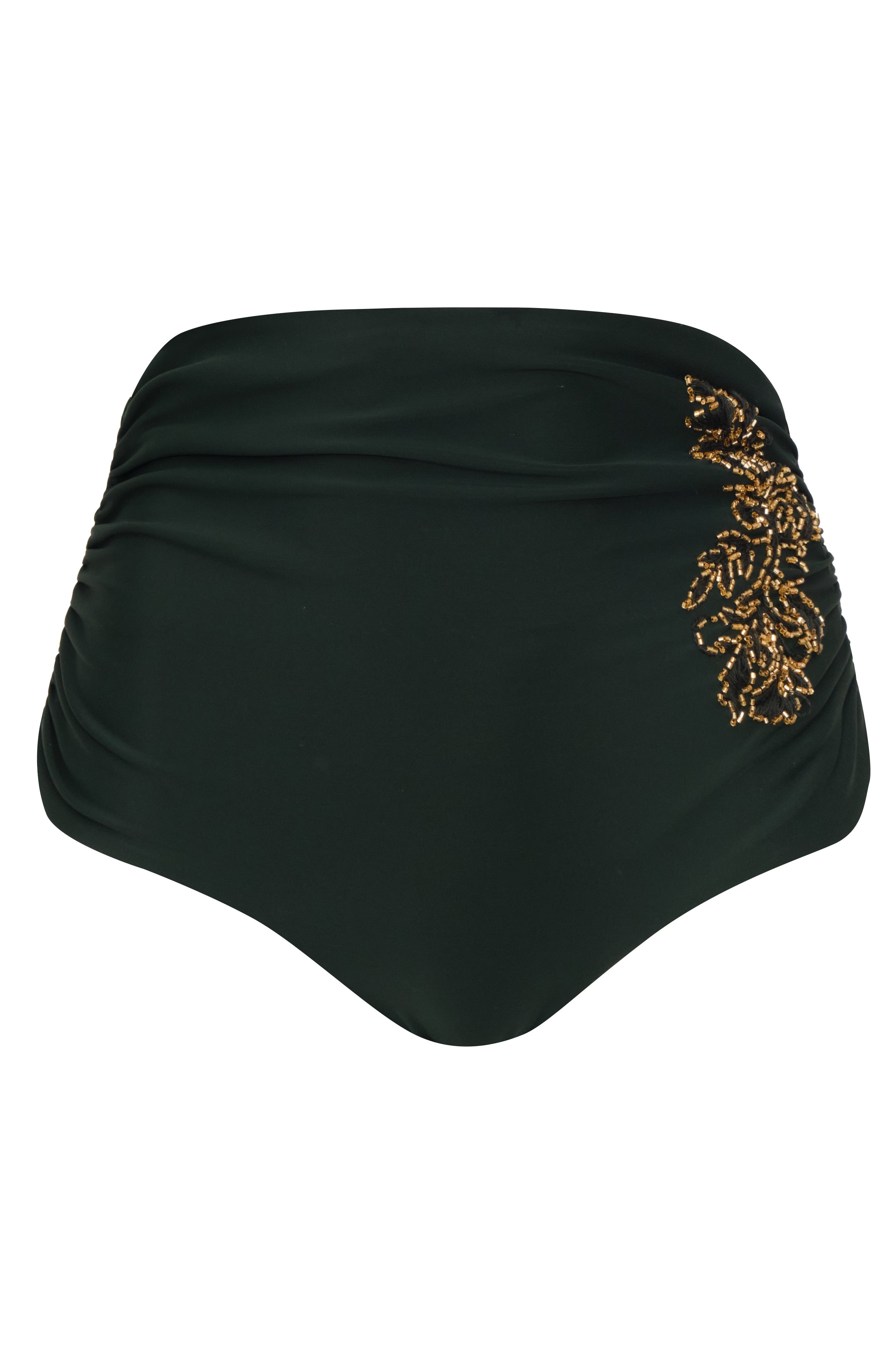 Victoria Embroidered Bottom / Dark Green - Ivory