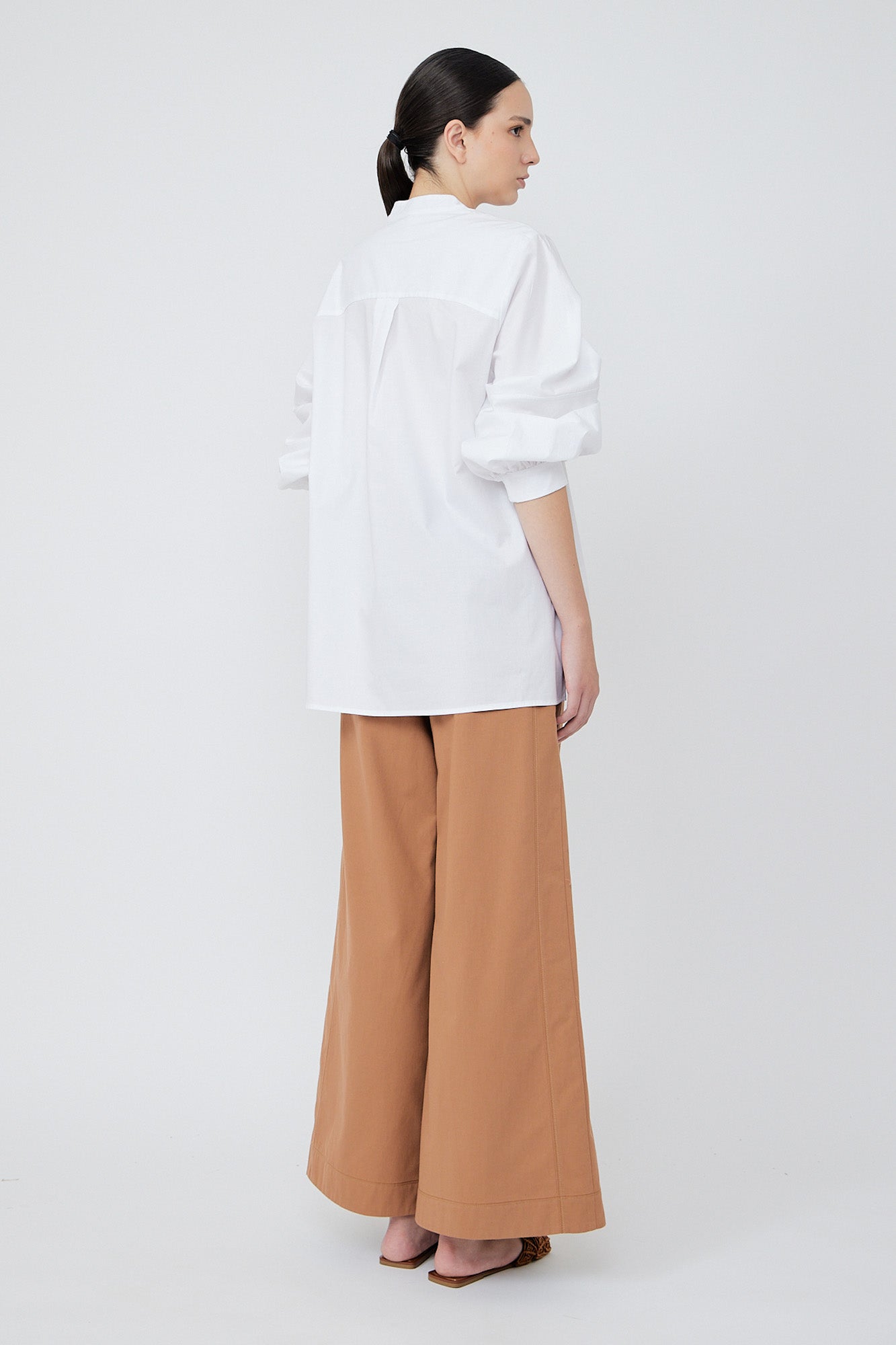 Ximena V-Neck Cotton Blouse | White
