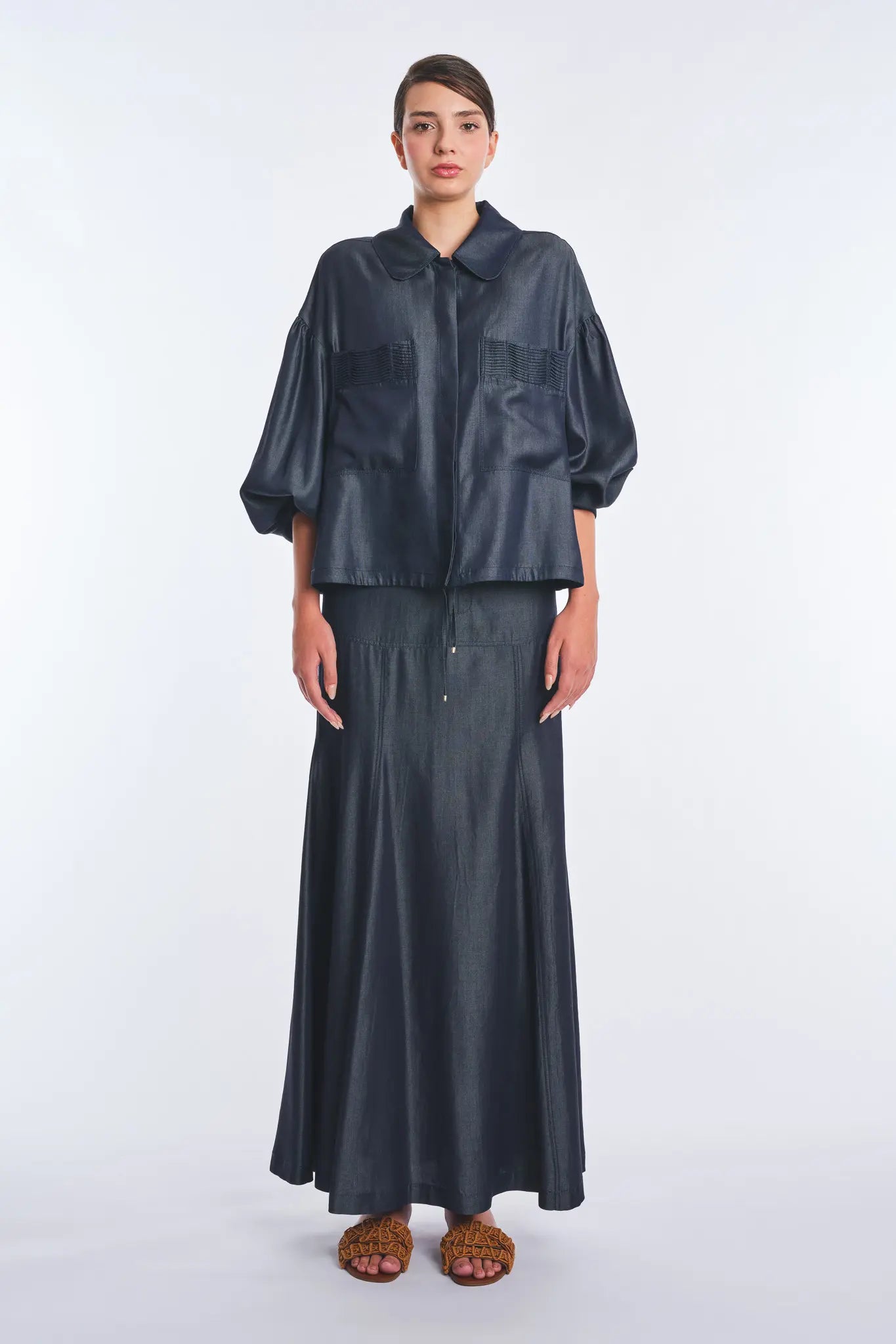 Ainhoa Denim Tencel Lightweight Jacket | Navy