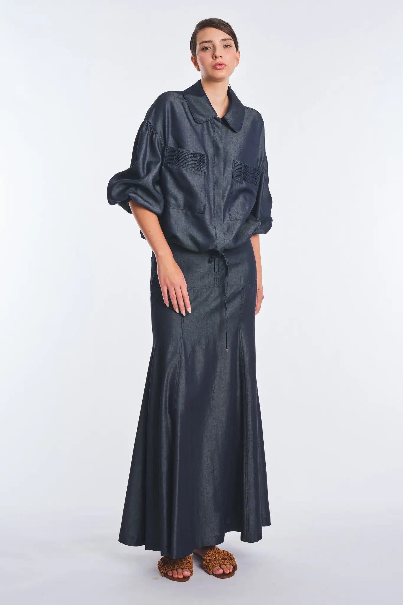 Ainhoa Denim Tencel Lightweight Jacket | Navy