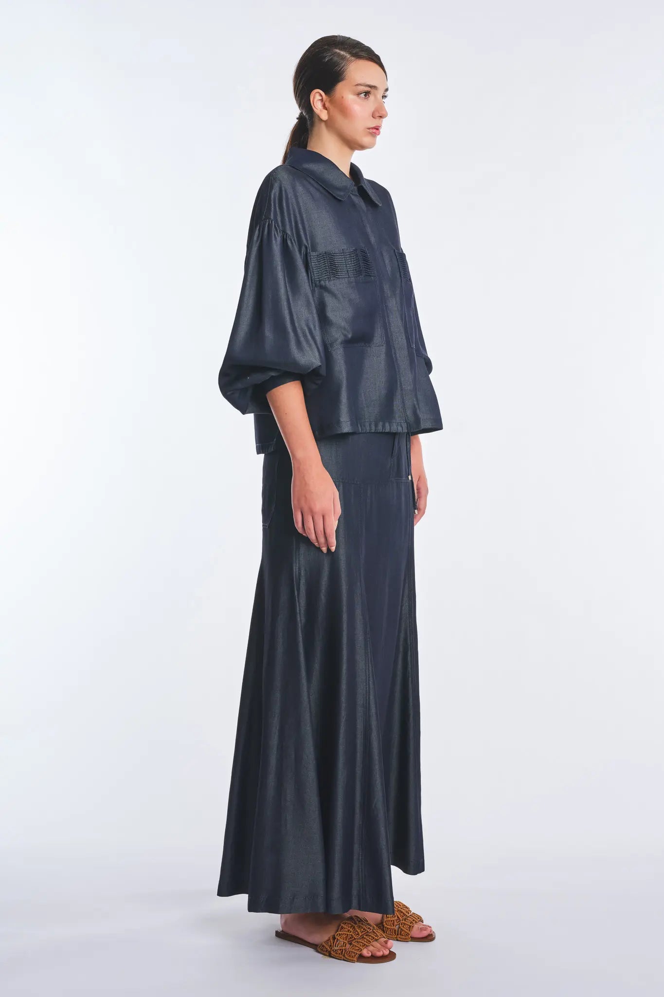 Ainhoa Denim Tencel Lightweight Jacket | Navy
