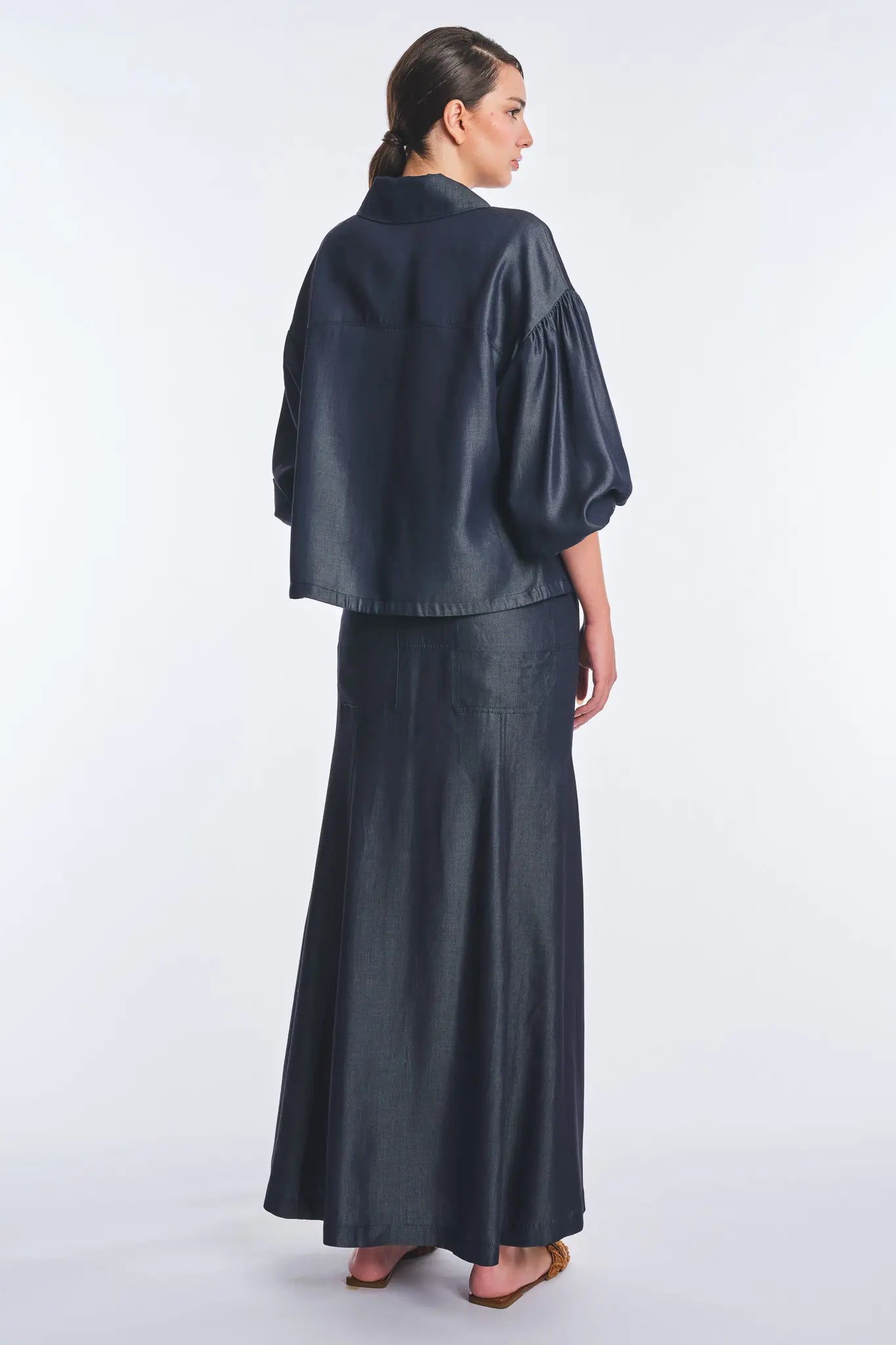 Ainhoa Denim Tencel Lightweight Jacket | Navy