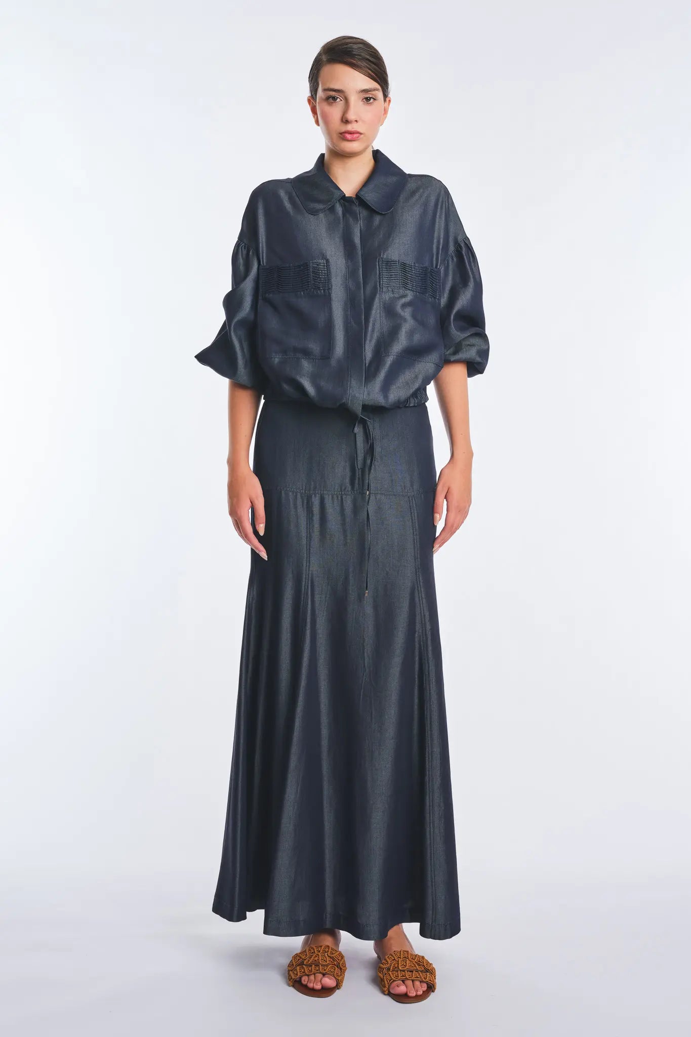 Ainhoa Denim Tencel Lightweight Jacket | Navy