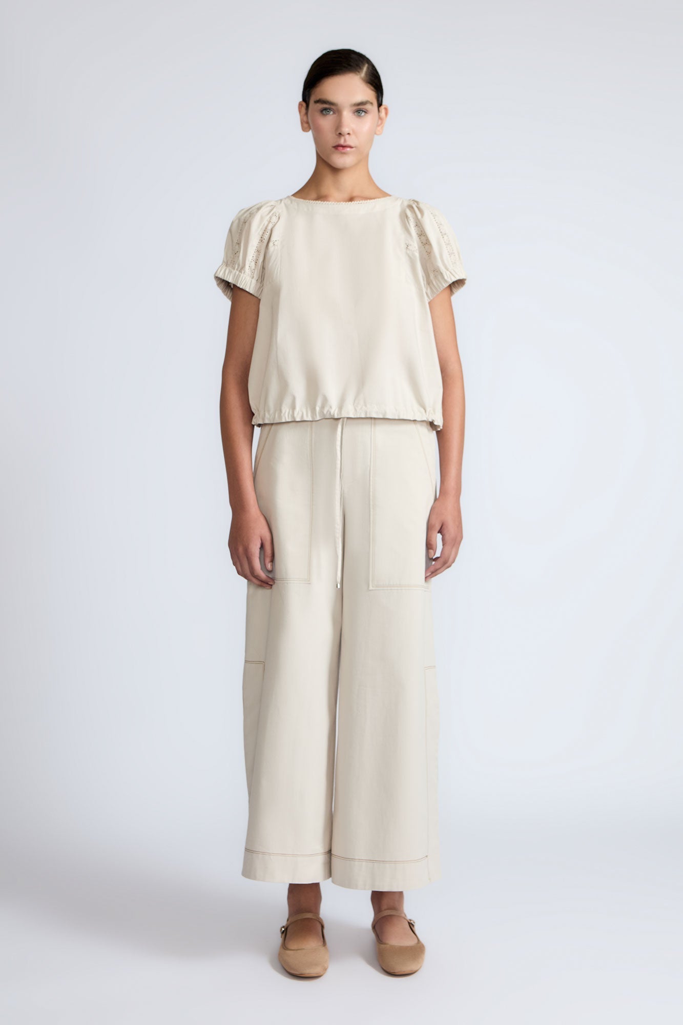 Amara Broderie Sleeve Cotton Blouse | Pristine