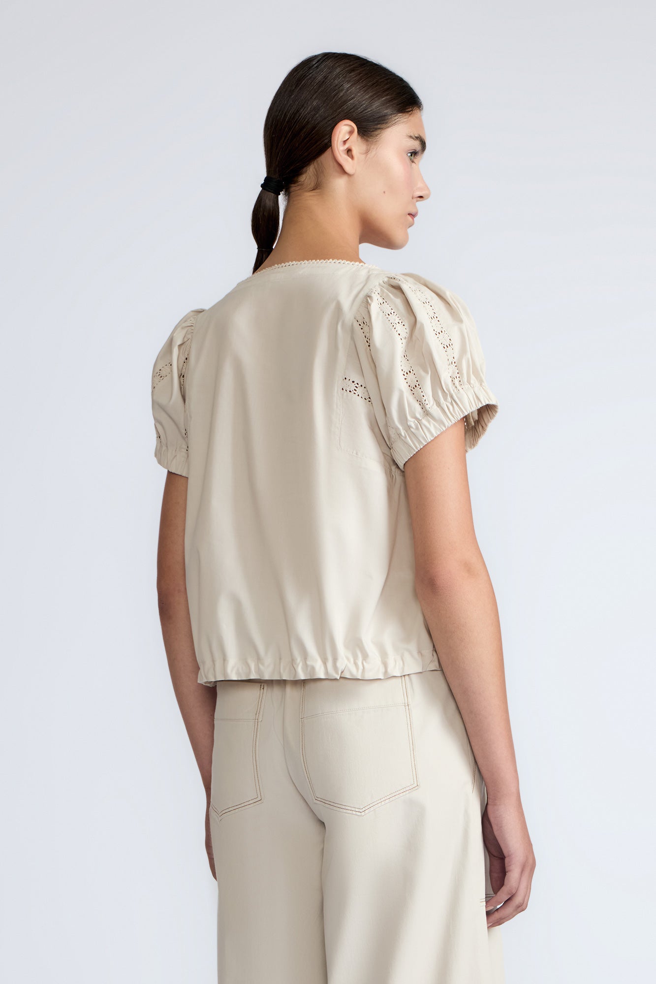 Amara Broderie Sleeve Cotton Blouse | Pristine