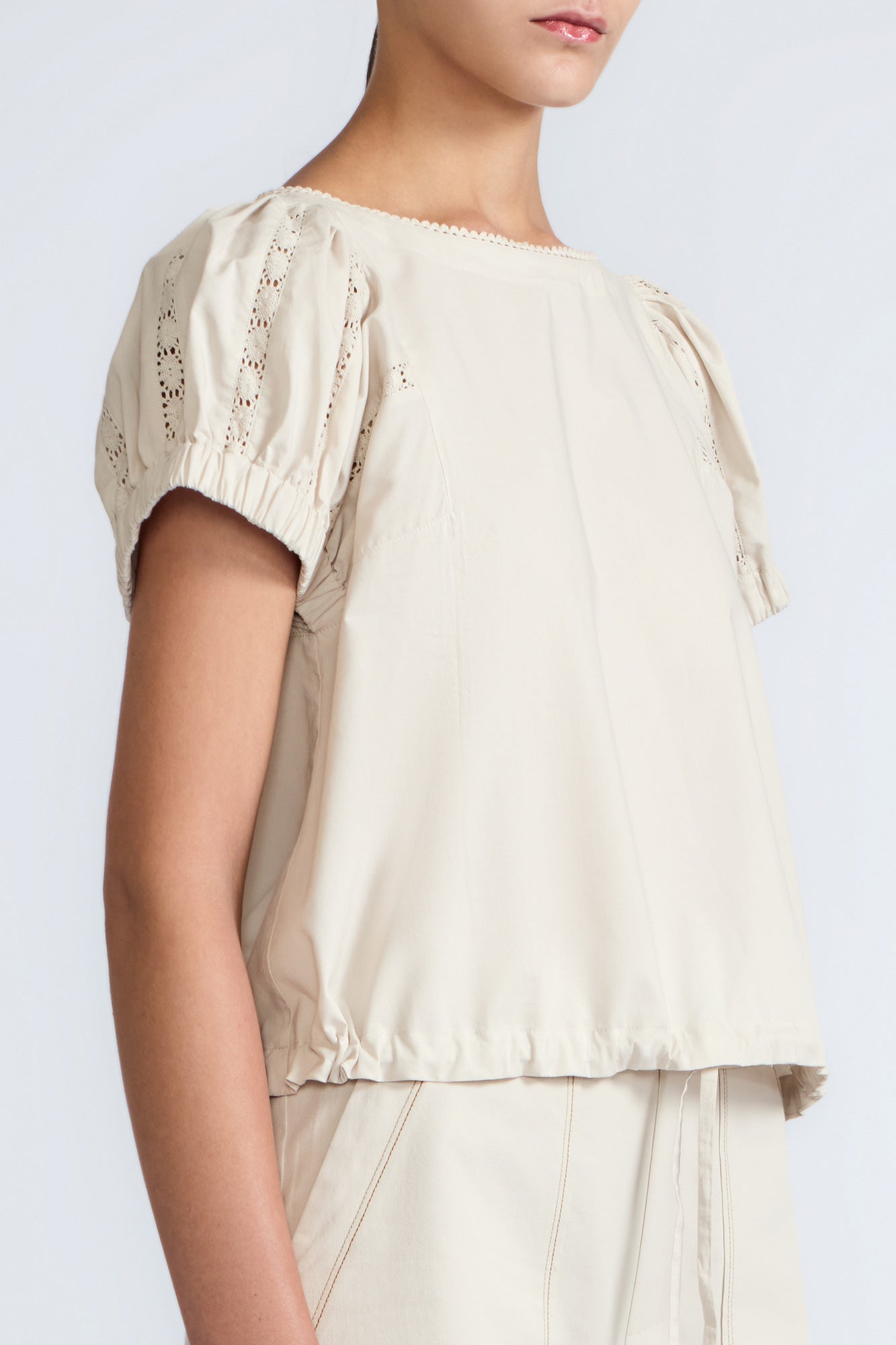 Amara Broderie Sleeve Cotton Blouse | Pristine