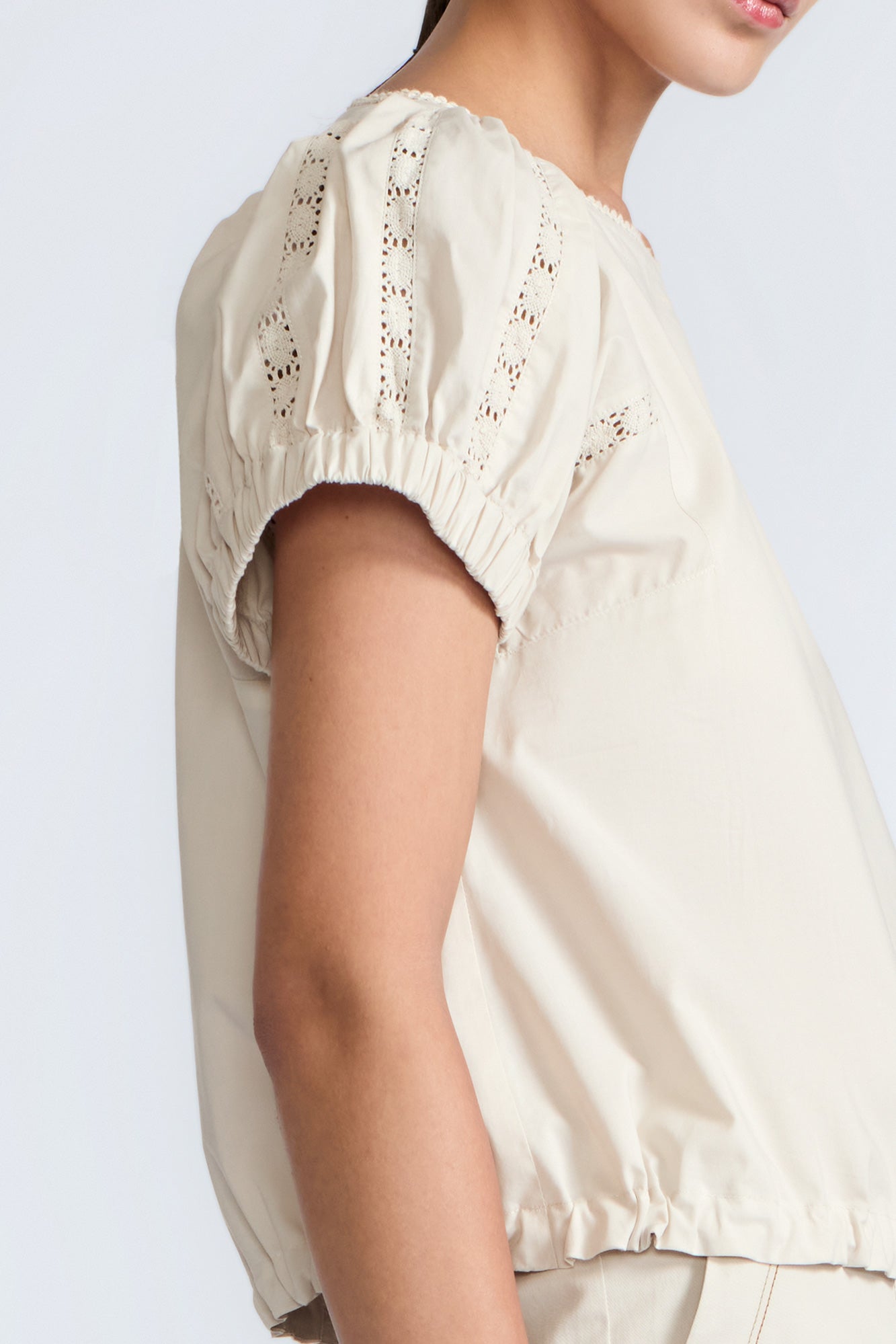 Amara Broderie Sleeve Cotton Blouse | Pristine