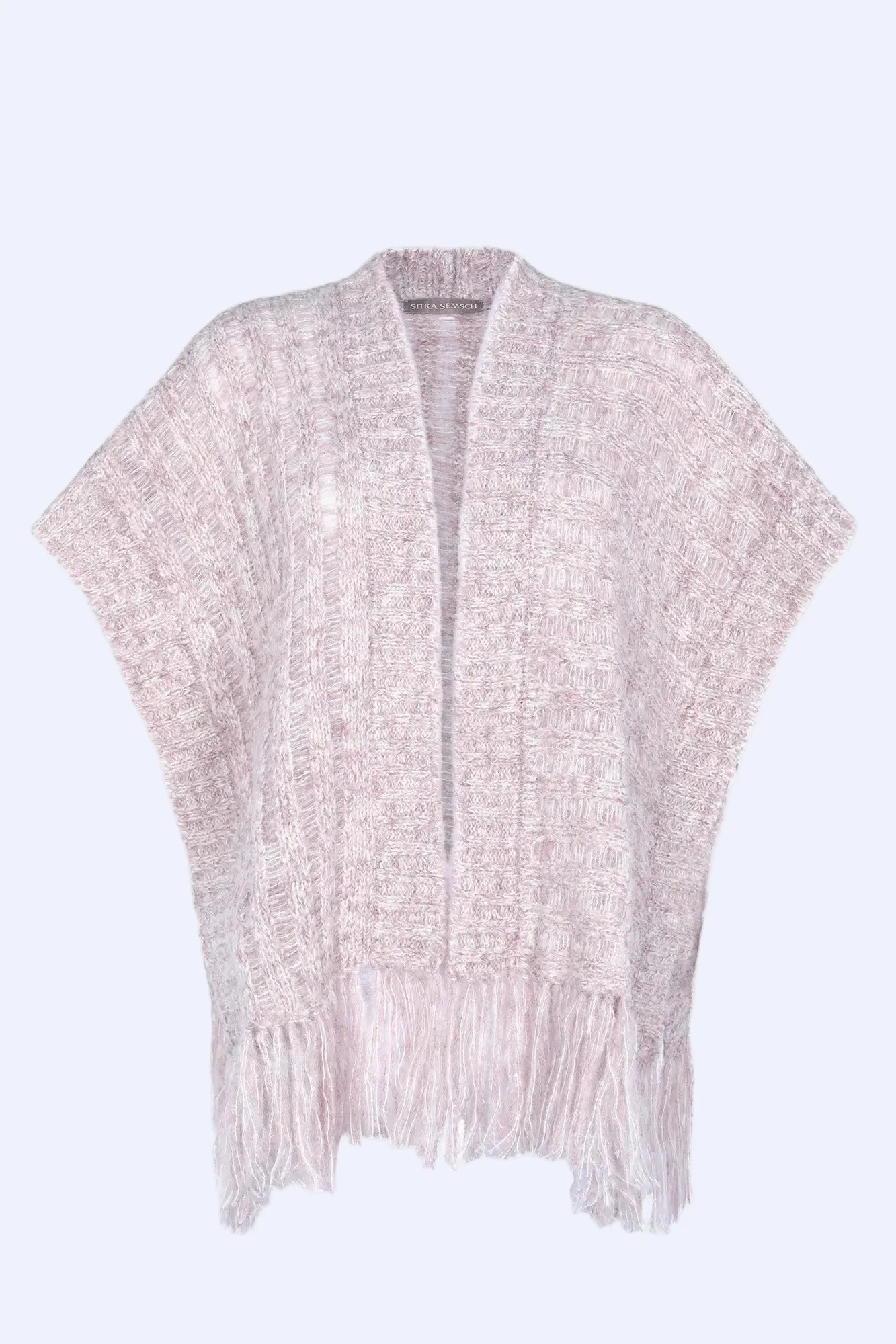 Amaris Alpaca Fringe Poncho | Lilac Melange