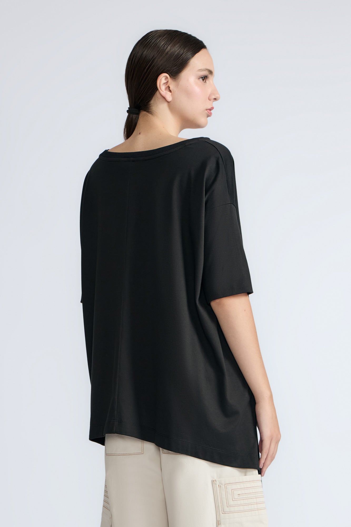 Amaya Asymmetric Cotton Top | Black