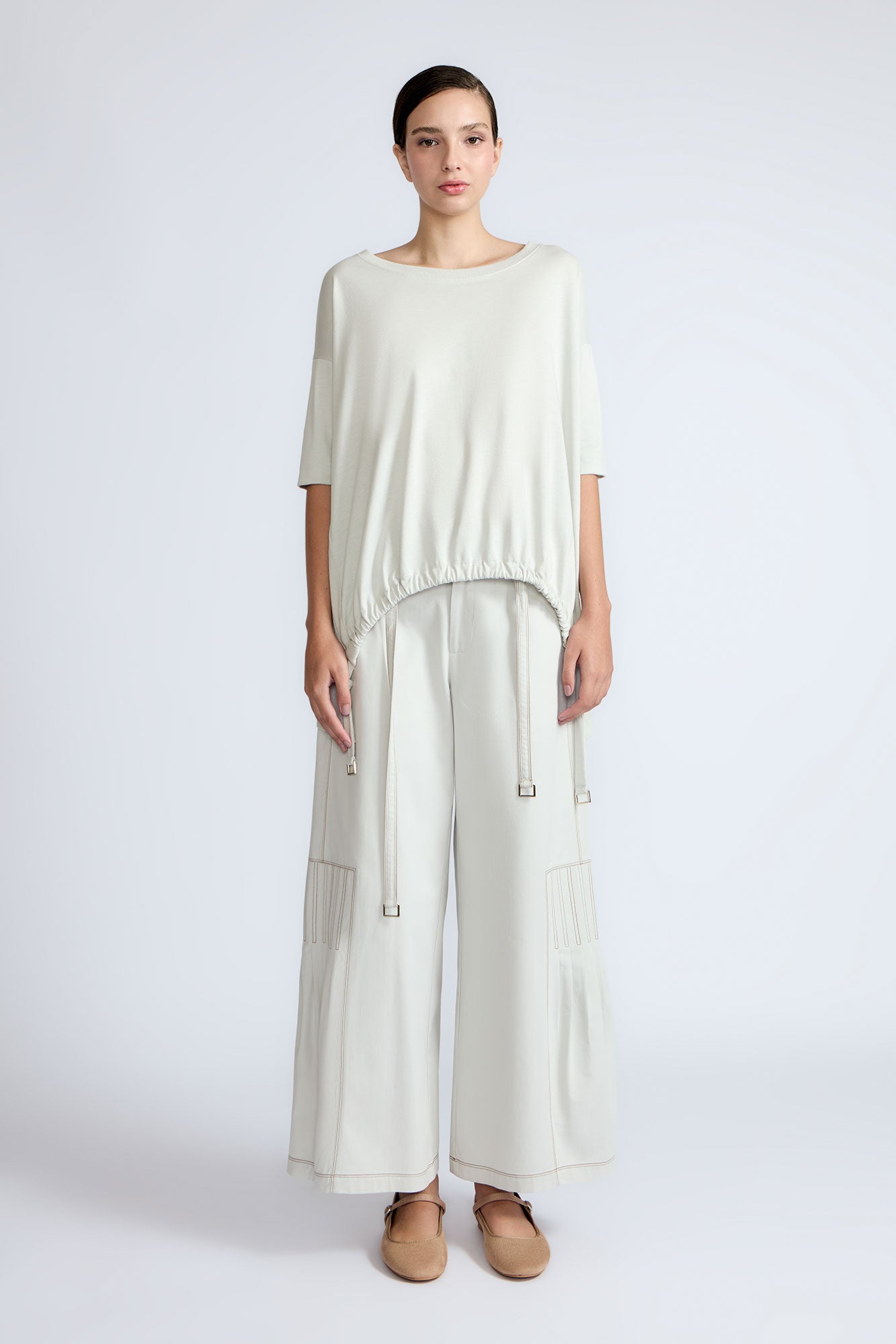 Amaya Asymmetric Cotton Top | Silver