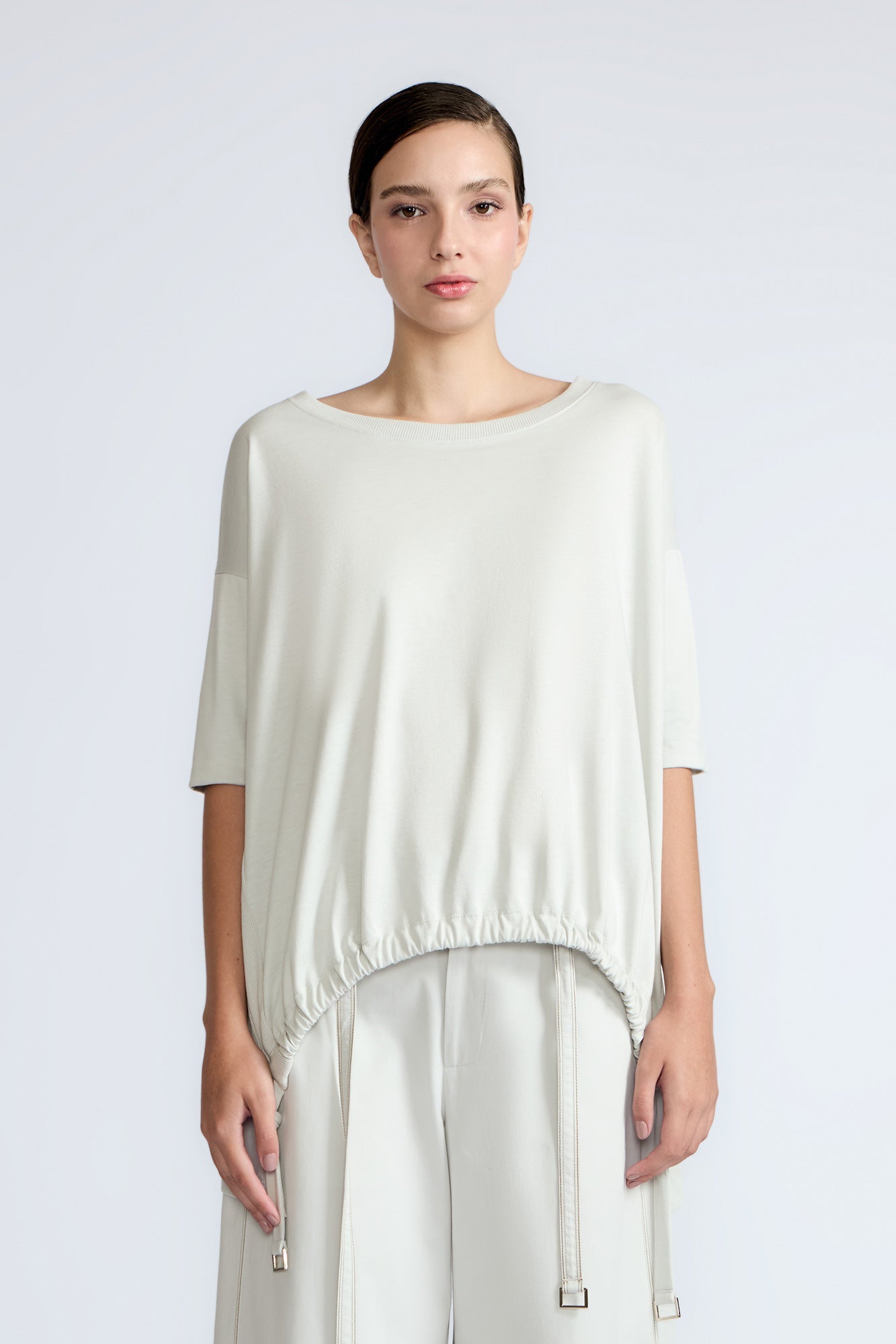 Amaya Asymmetric Cotton Top | Silver