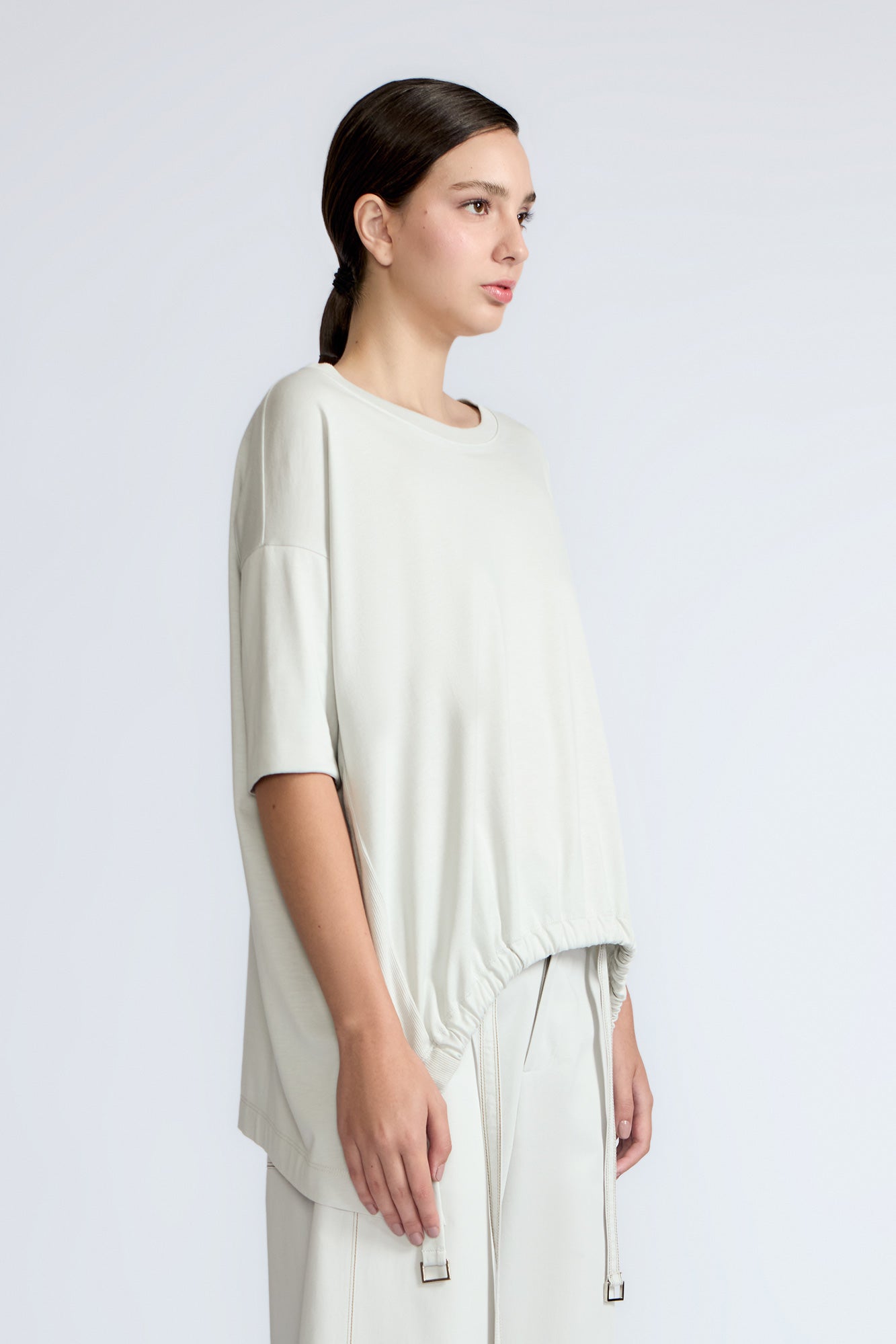 Amaya Asymmetric Cotton Top | Silver