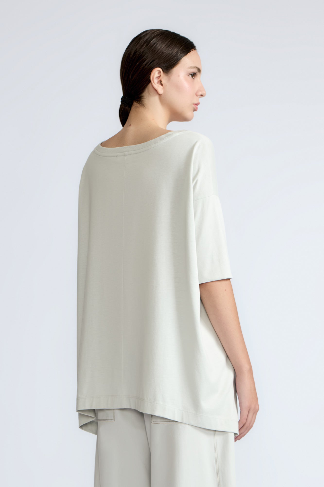 Amaya Asymmetric Cotton Top | Silver