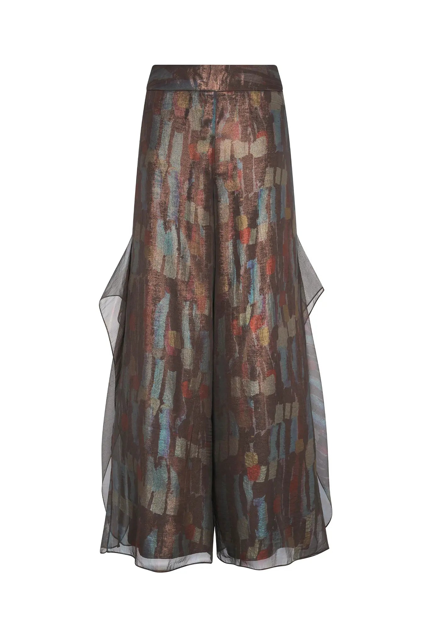 Anabeli High-Waisted Wide-Leg Pant | Print Brown