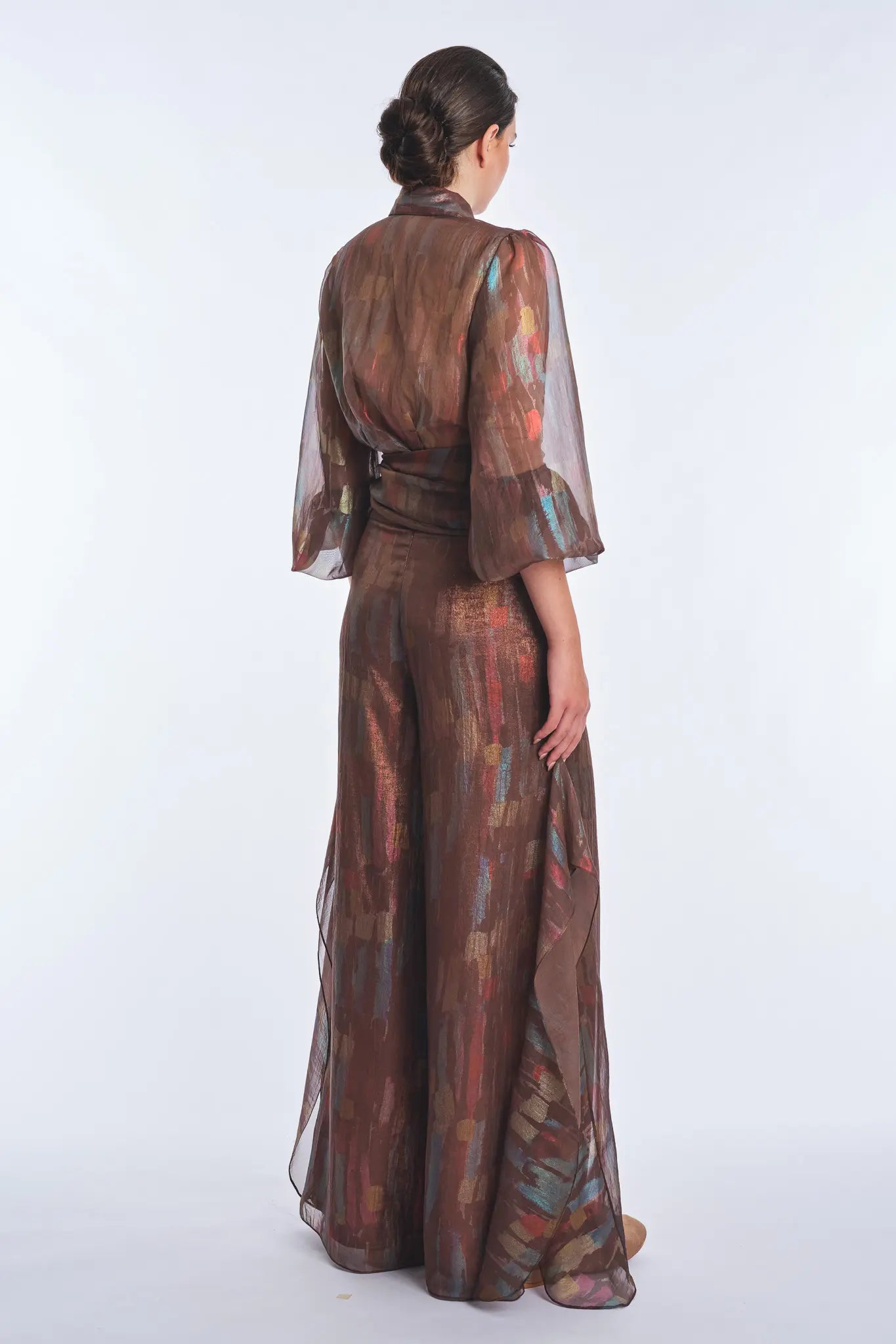 Anabeli High-Waisted Wide-Leg Pant | Print Brown