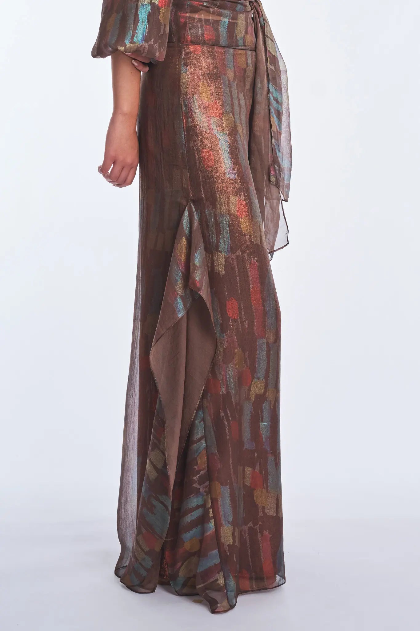 Anabeli High-Waisted Wide-Leg Pant | Print Brown