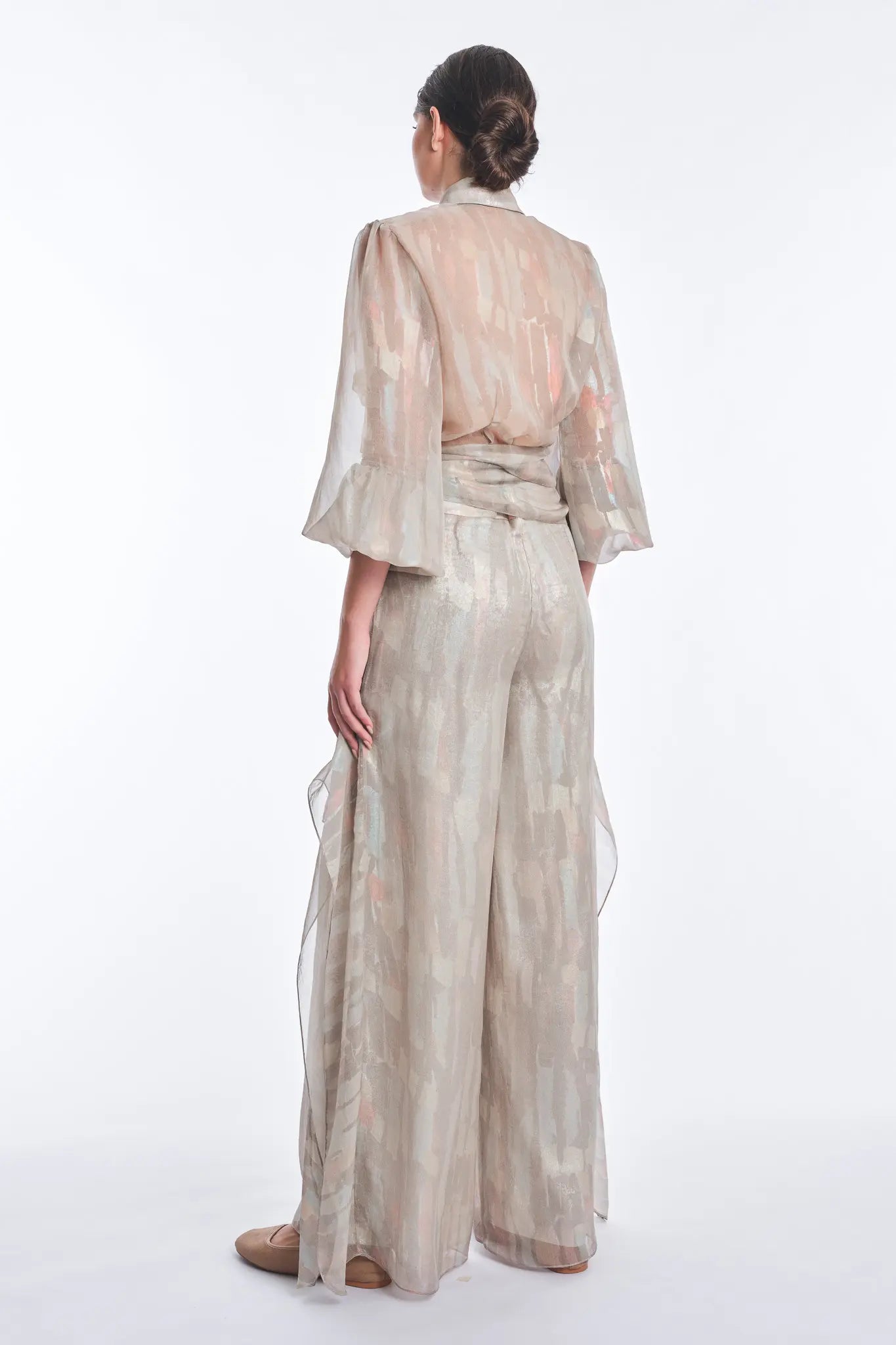 Anabeli High-Waisted Wide-Leg Pant | Print Sand