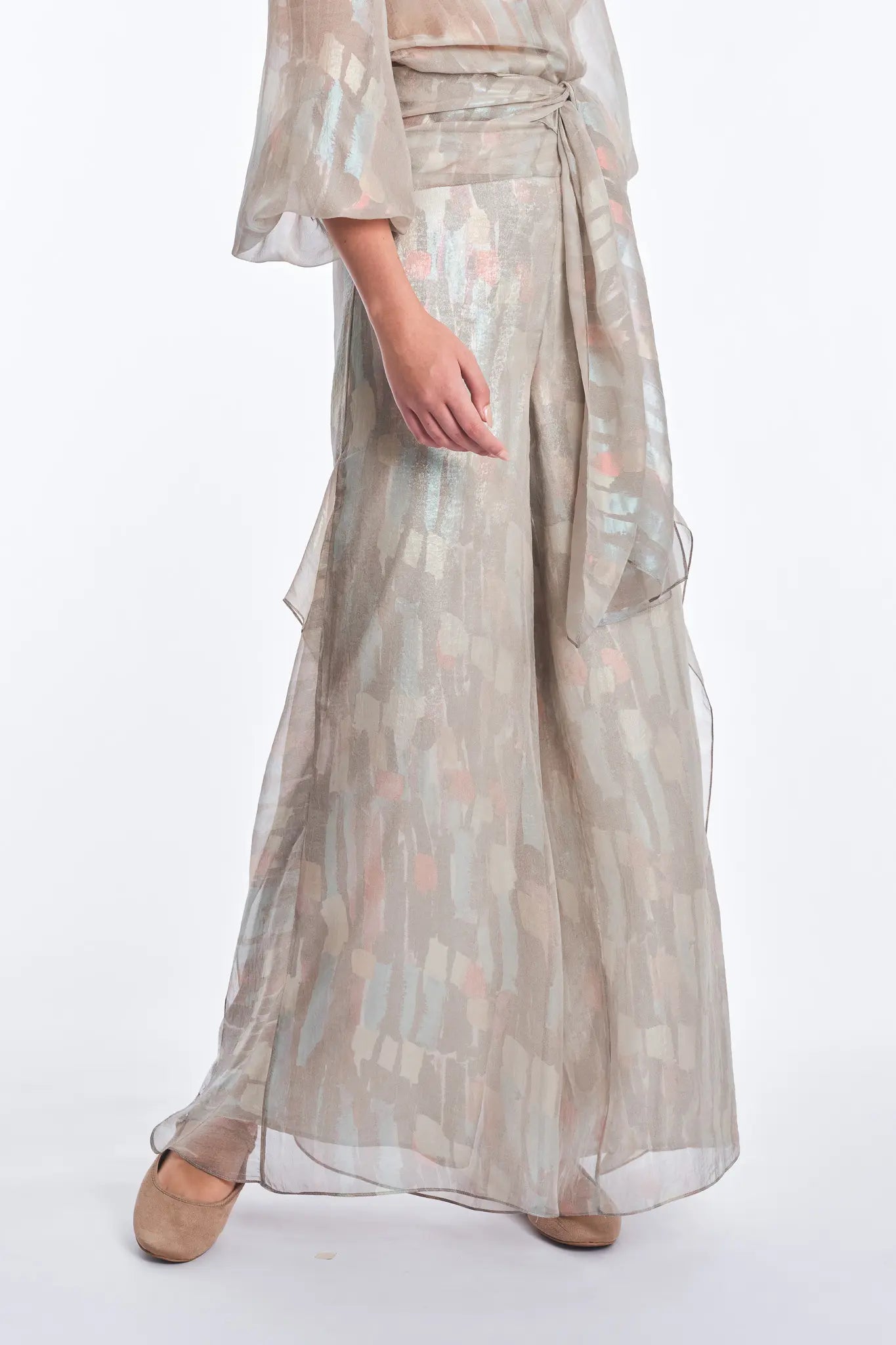 Anabeli High-Waisted Wide-Leg Pant | Print Sand