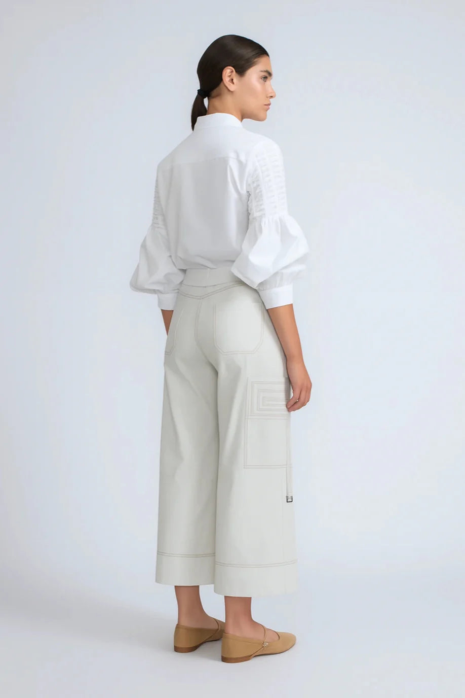 Belen Cotton Palazzo Pants | Silver