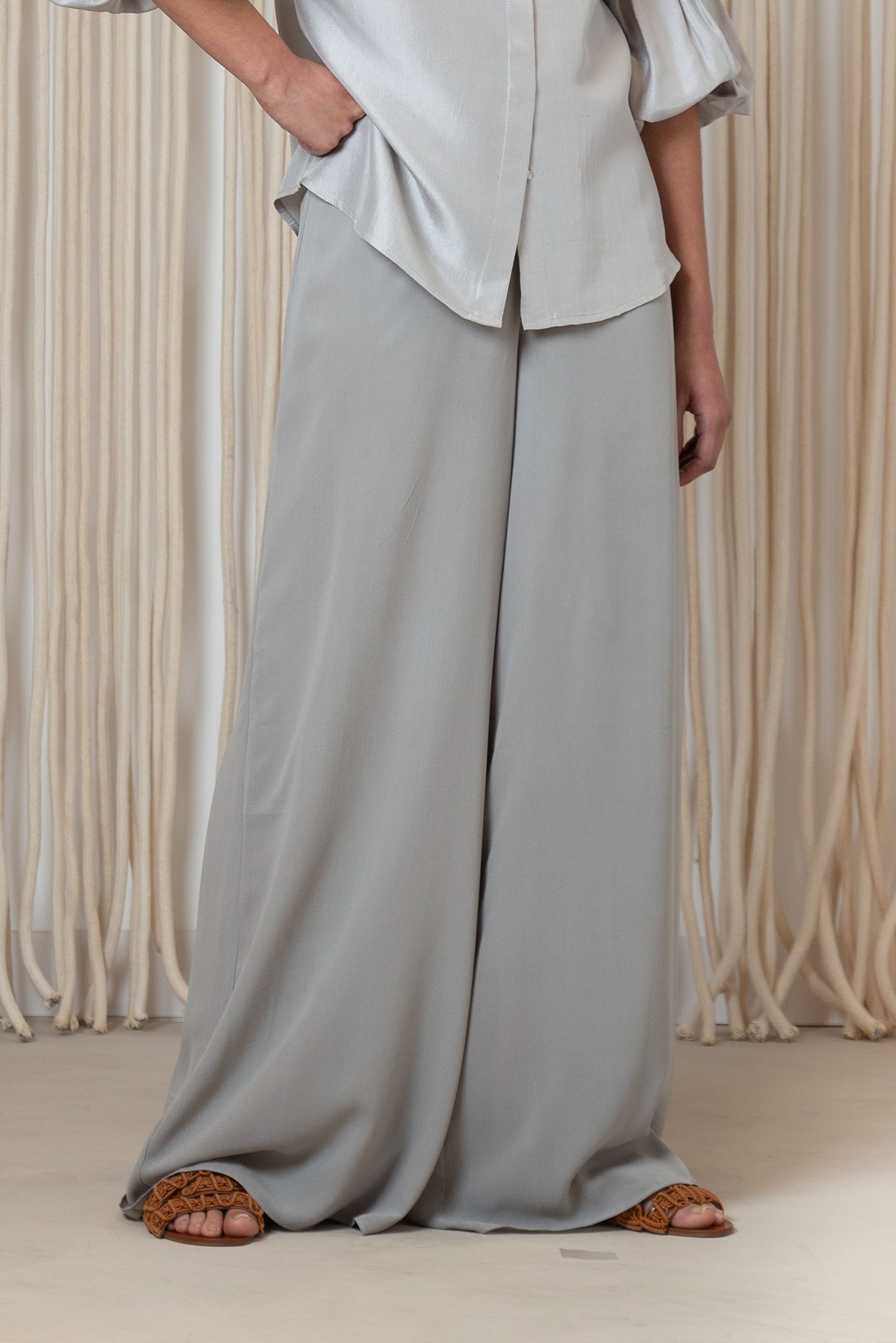 Bellami Silk Wide-Leg Pant | Silver