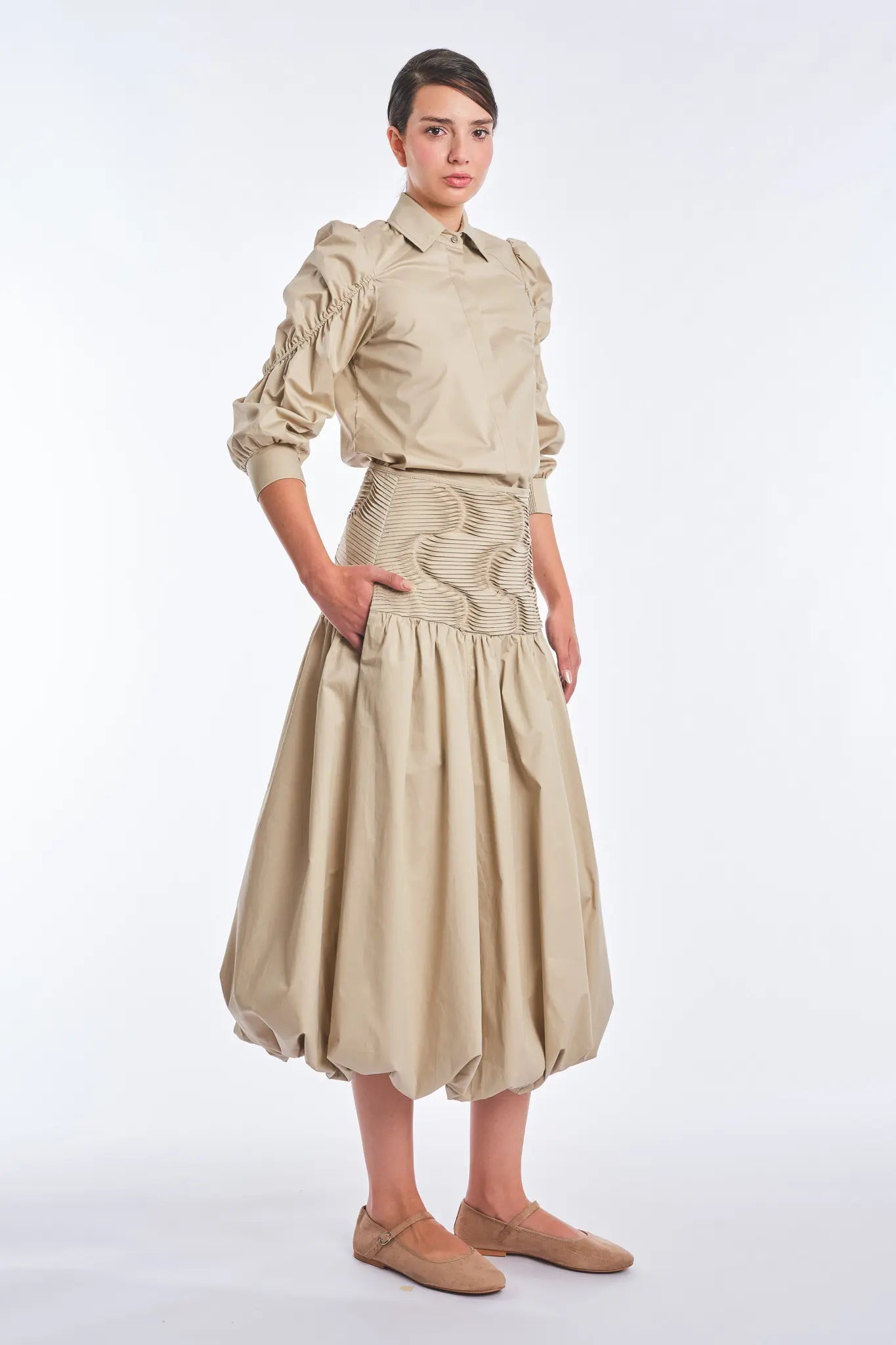 Bimba Cotton Balloon Midi Skirt | Pristine