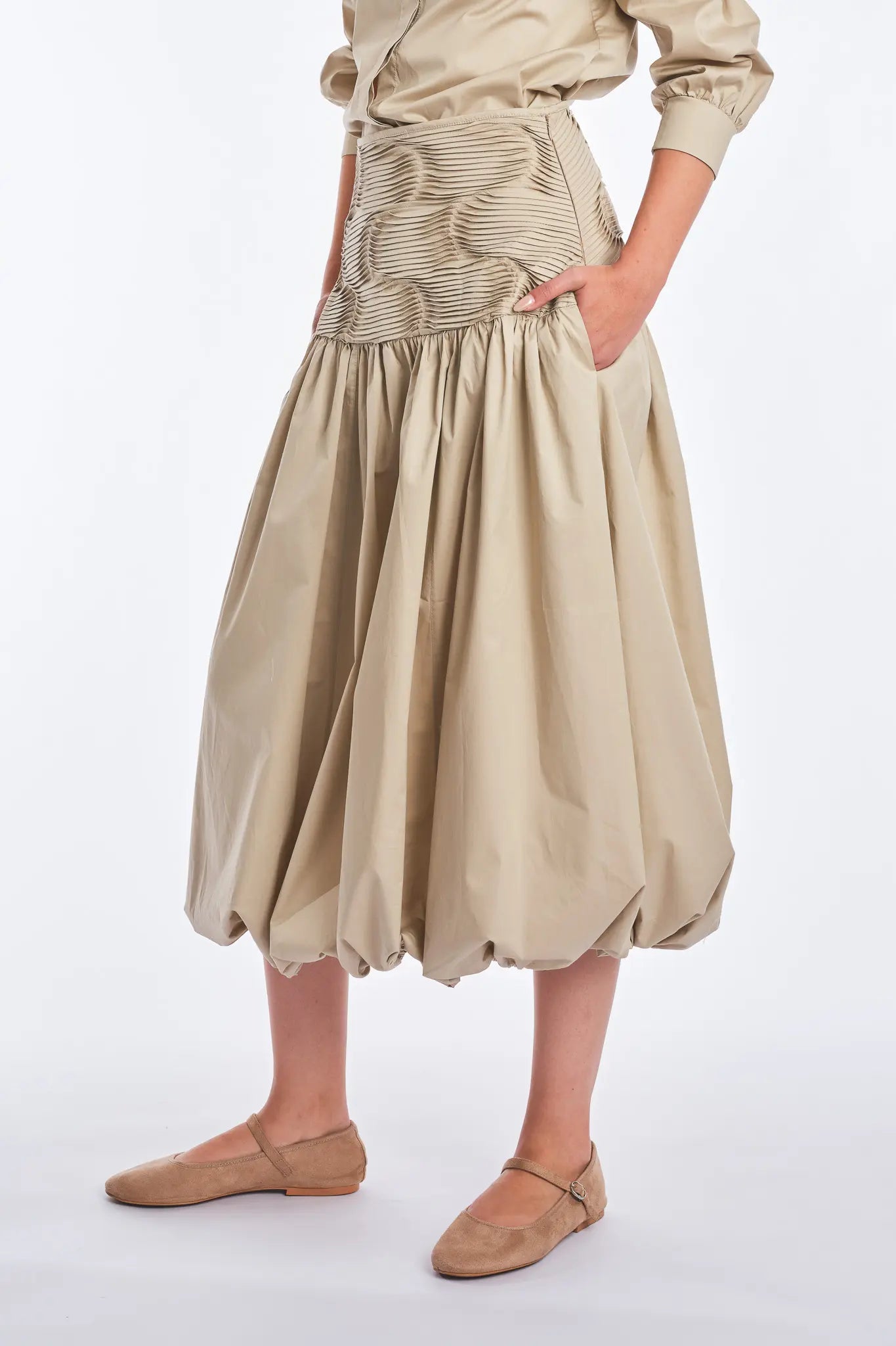 Bimba Cotton Balloon Midi Skirt | Pristine