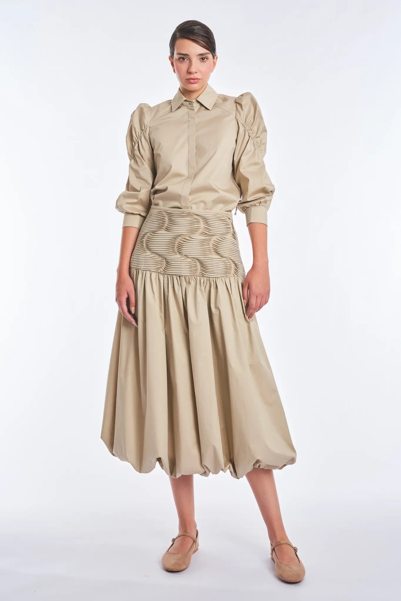 Bimba Cotton Balloon Midi Skirt | Pristine
