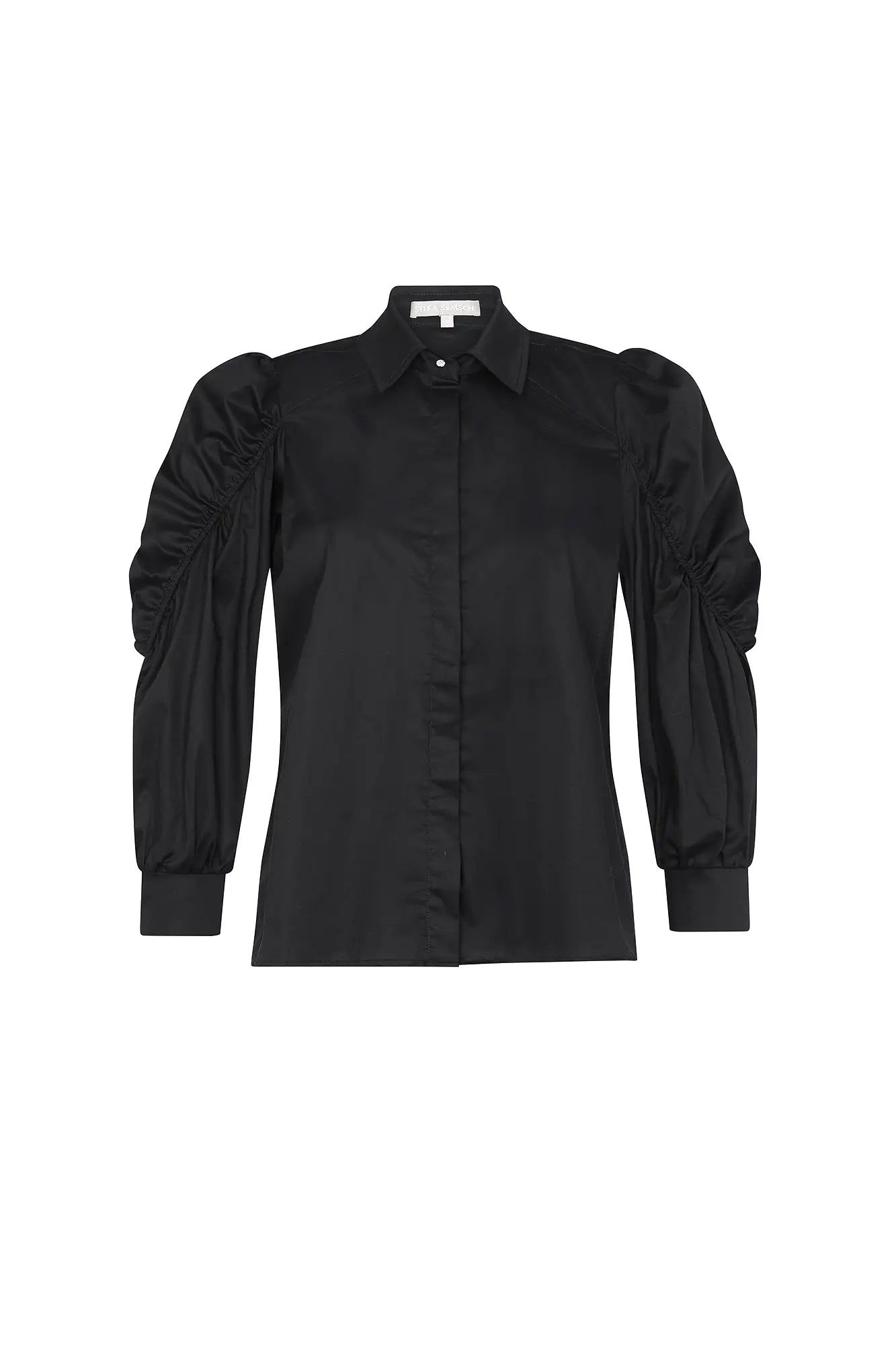 Bimba Cotton Puff Sleeve Blouse | Black