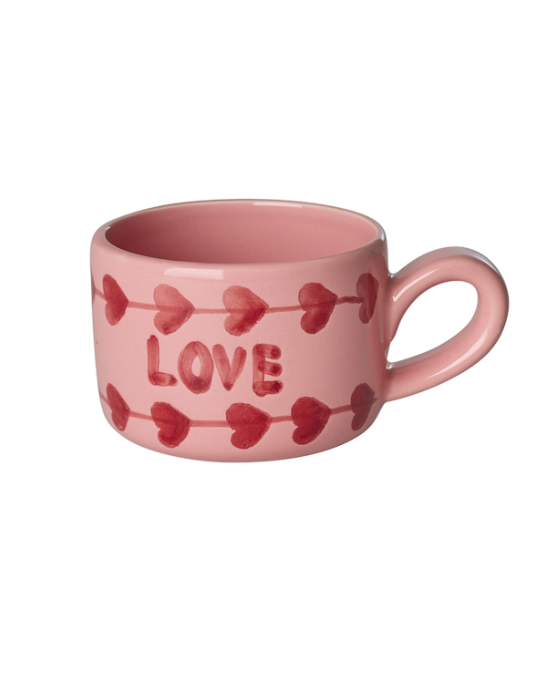 Ceramic Cappuccino Cup with Hand Painted Love - 6.7 oz