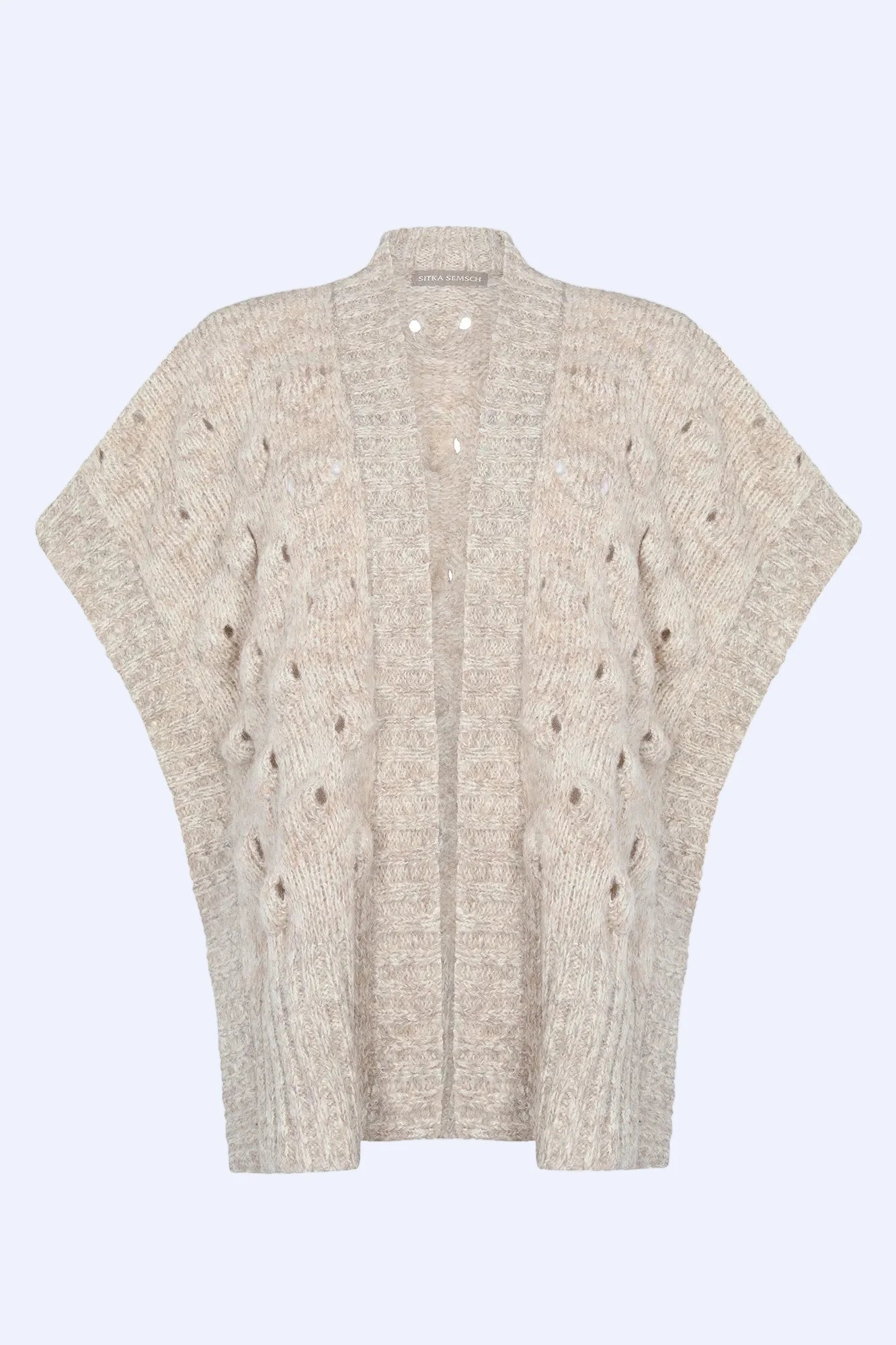Dayana Alpaca Fringe Poncho | Beige Melange