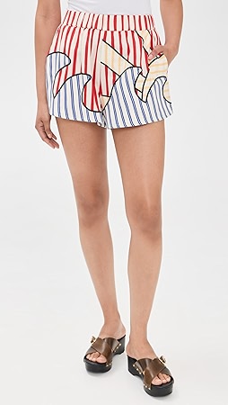 FARM Rio Navy Stripes Off-White Shorts