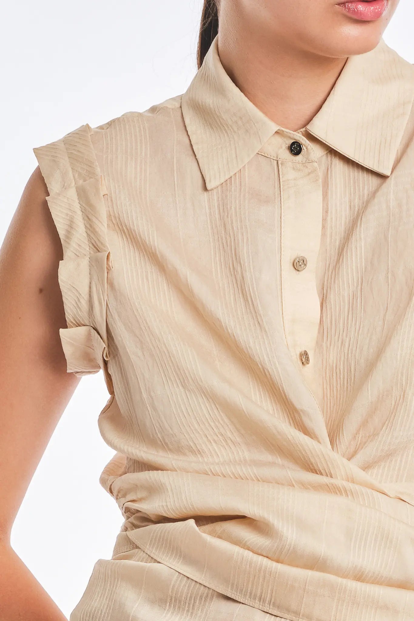 Harlow Sleeveless Wrap Blouse | Vanilla