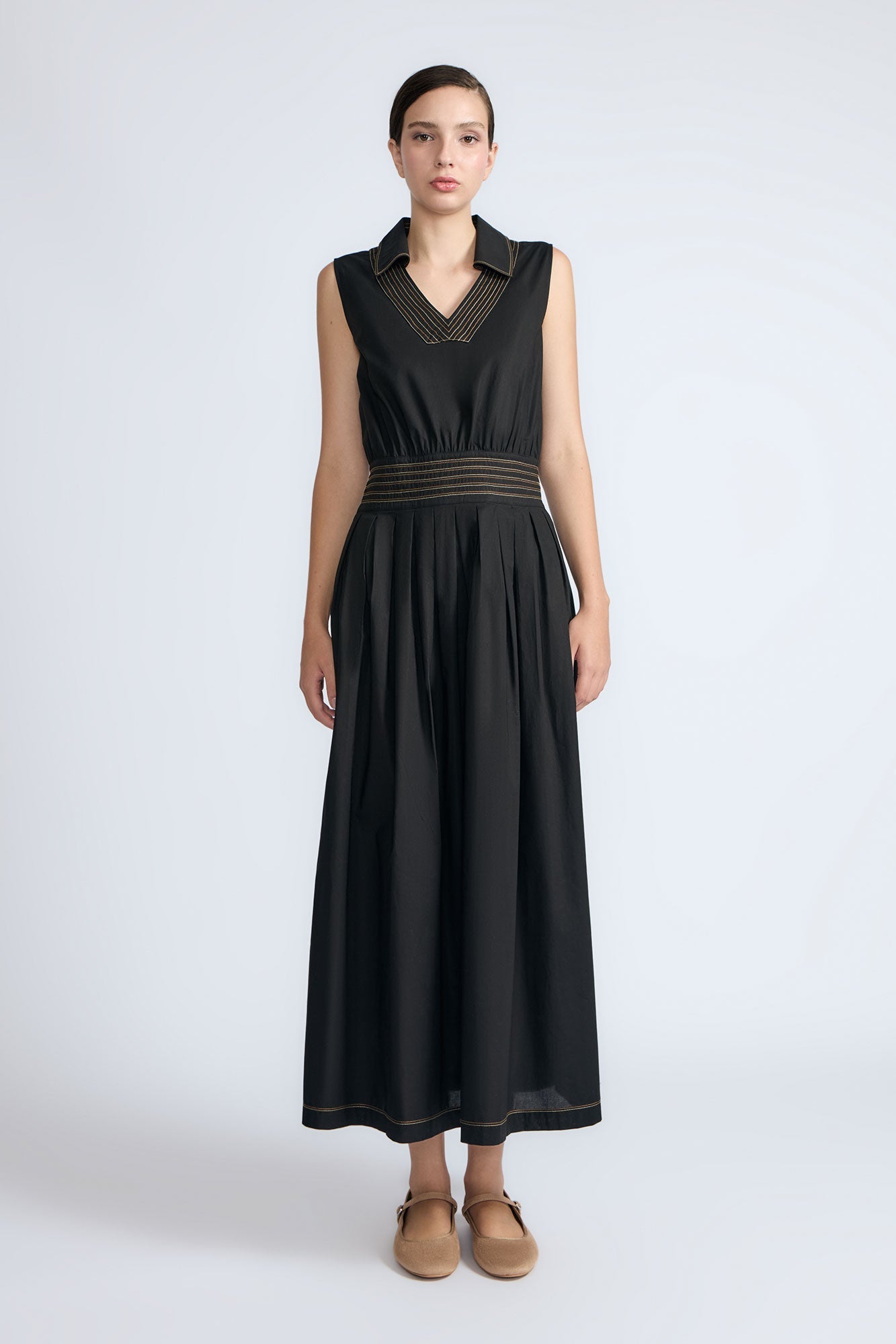 Isidora Tiered Cotton Dress | Black