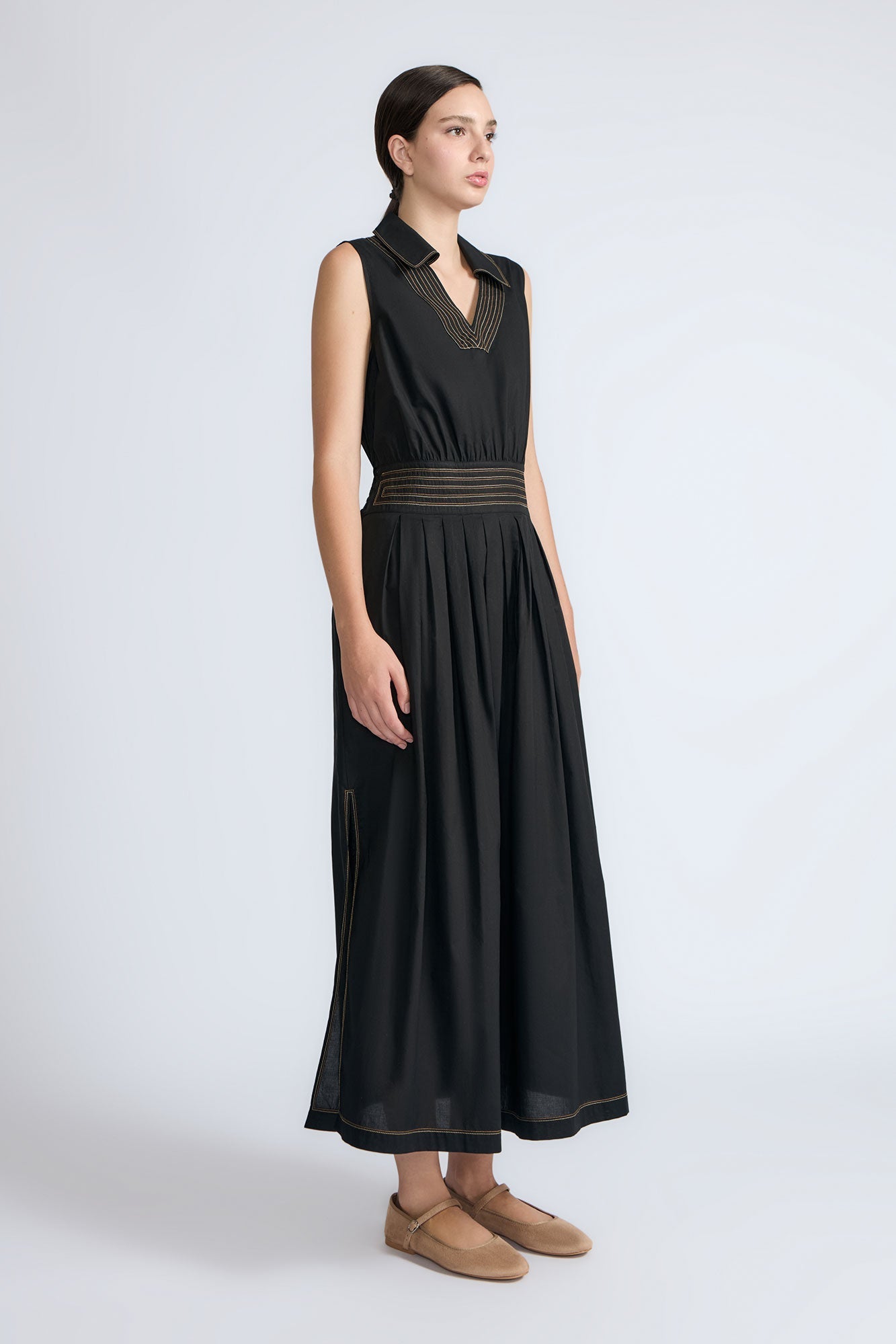 Isidora Tiered Cotton Dress | Black