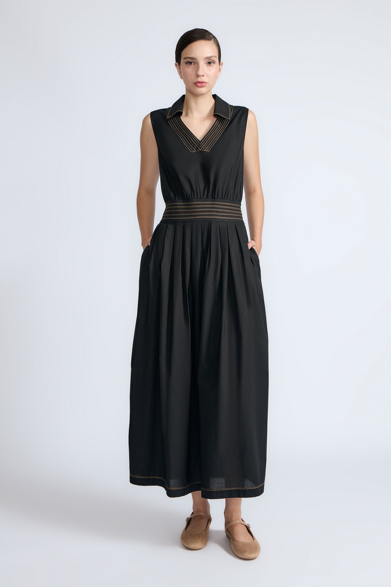 Isidora Tiered Cotton Dress | Black