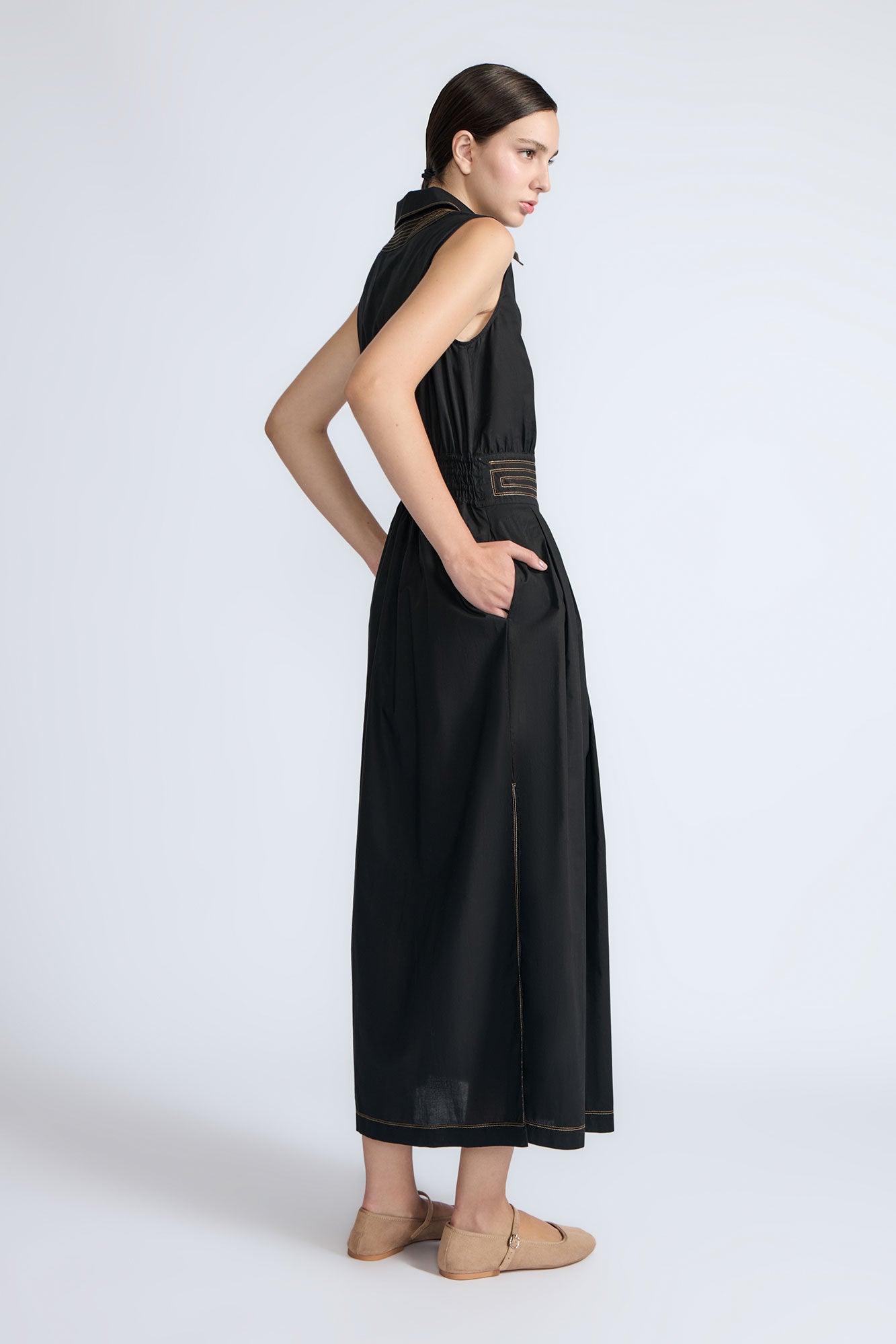 Isidora Tiered Cotton Dress | Black