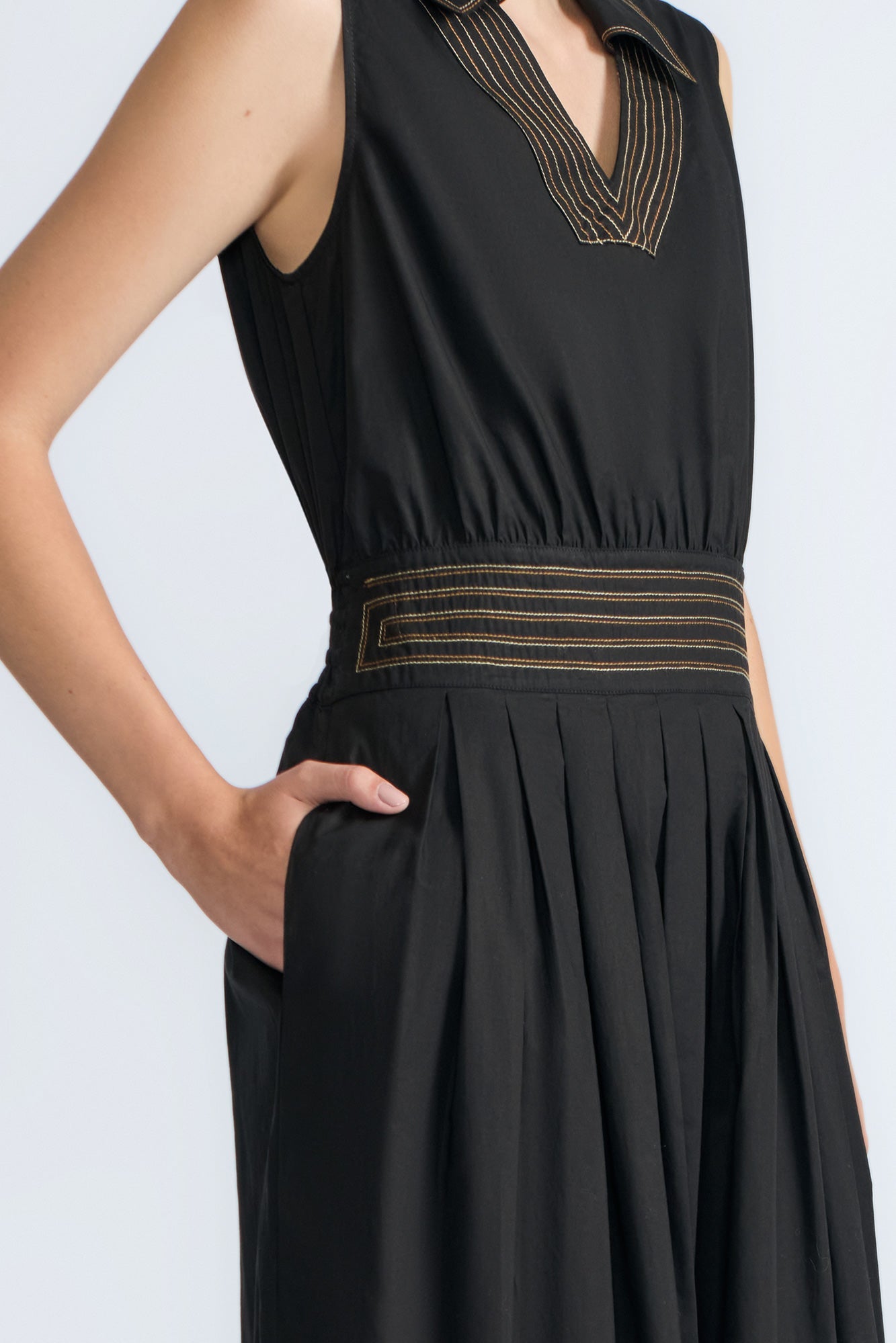 Isidora Tiered Cotton Dress | Black