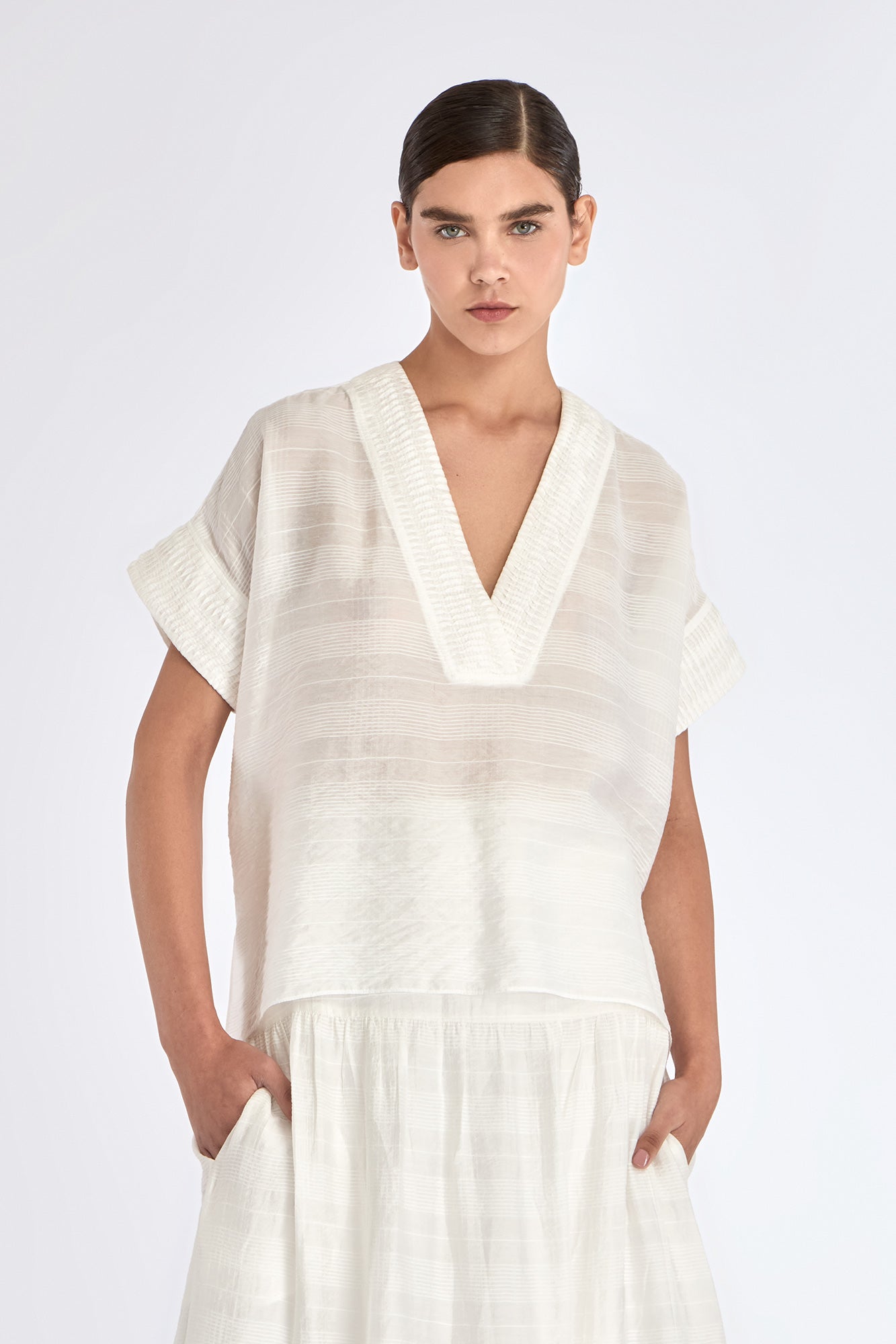 Ivy V-Neck Blouse | Off White