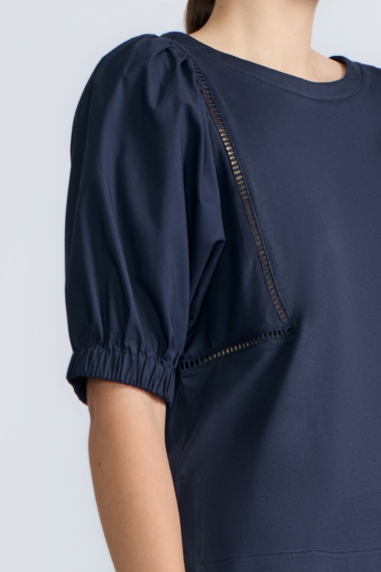 Jamie Textured Cotton Top | Navy