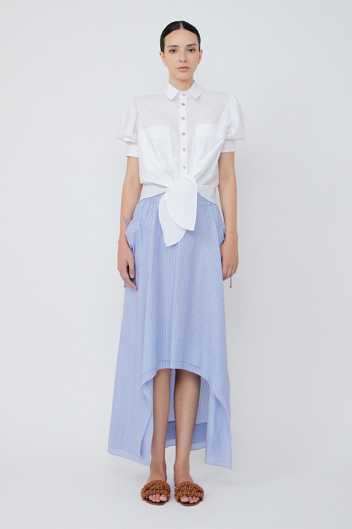 Josie Tie-Waist Cotton Blouse | White