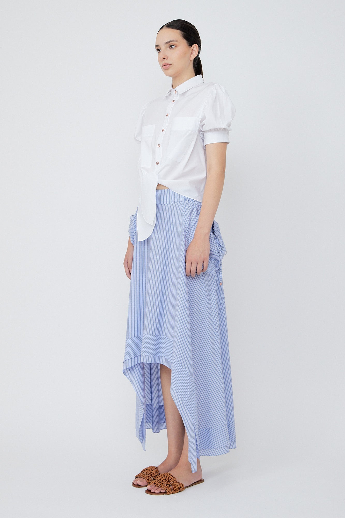 Josie Tie-Waist Cotton Blouse | White