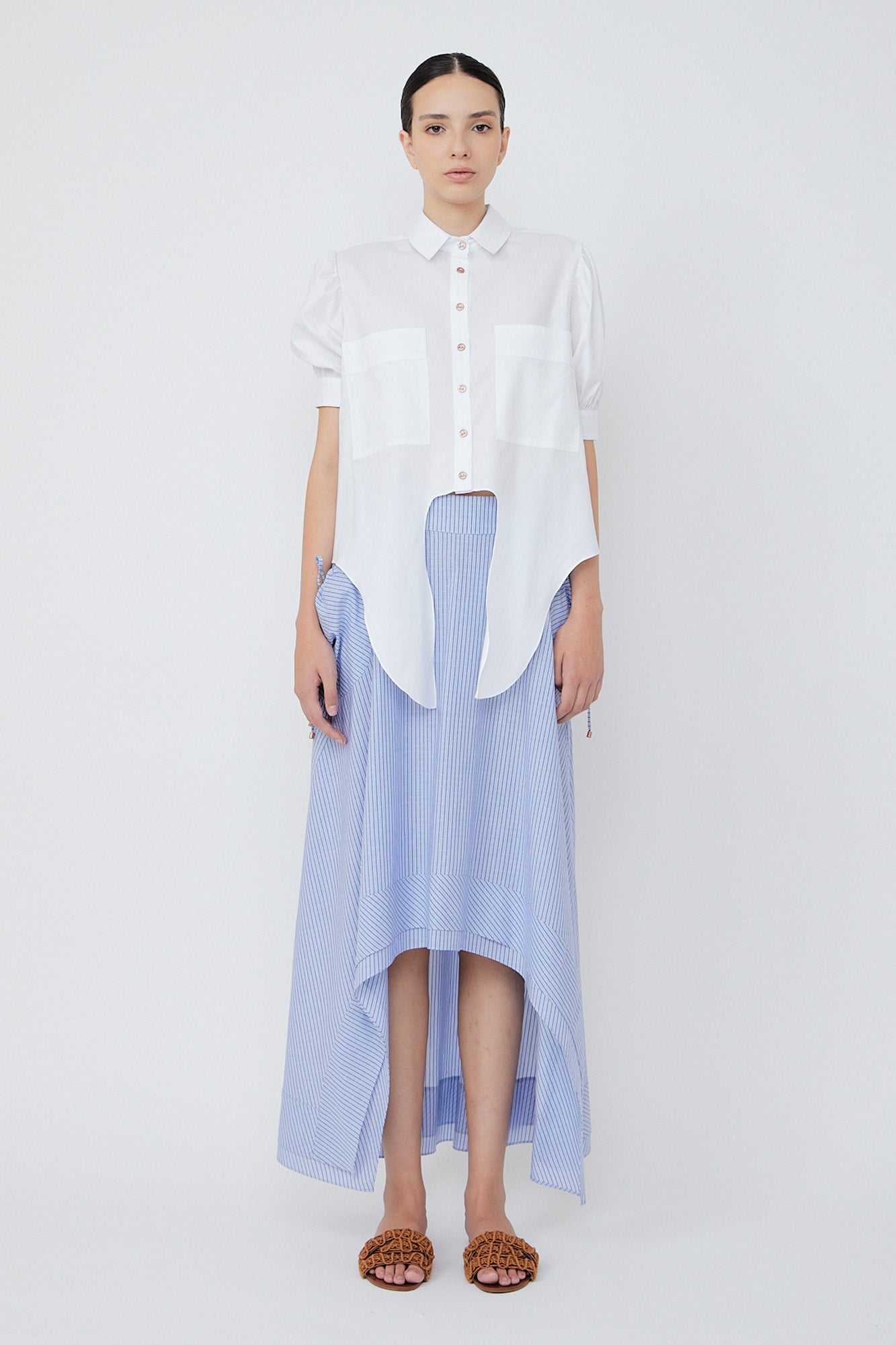 Josie Tie-Waist Cotton Blouse | White
