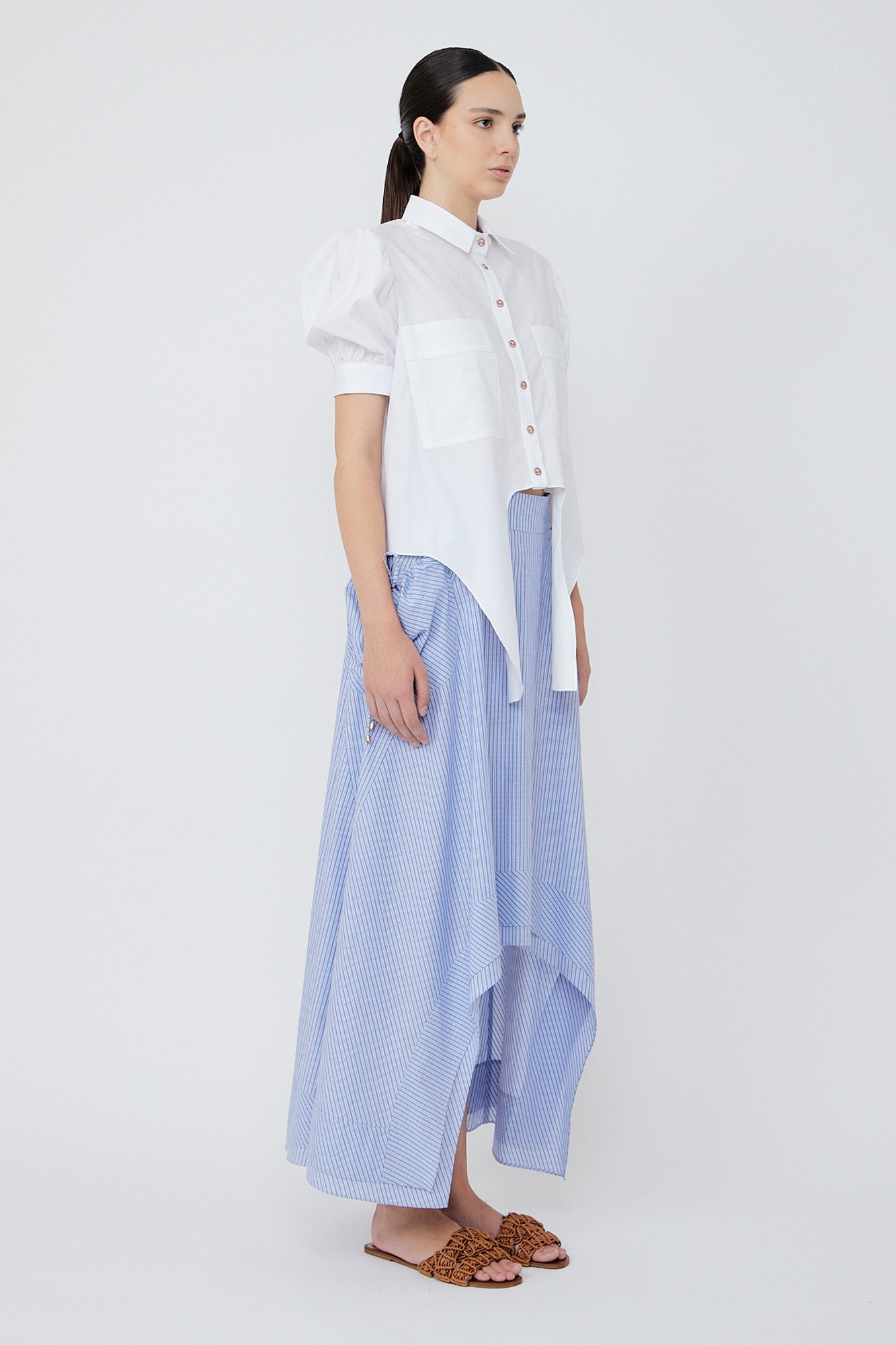 Josie Tie-Waist Cotton Blouse | White