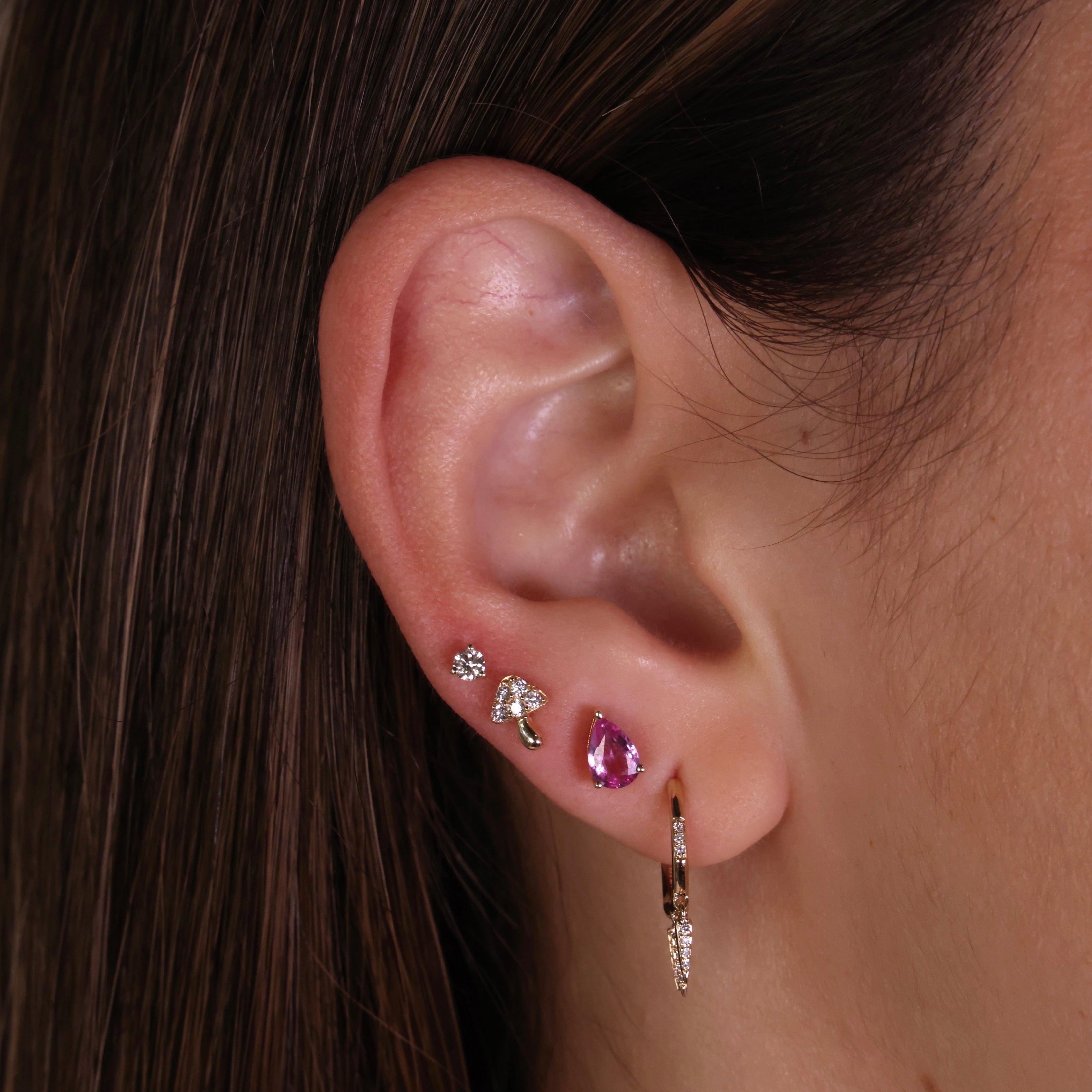 Gold Diamond Mini Mushroom Earring