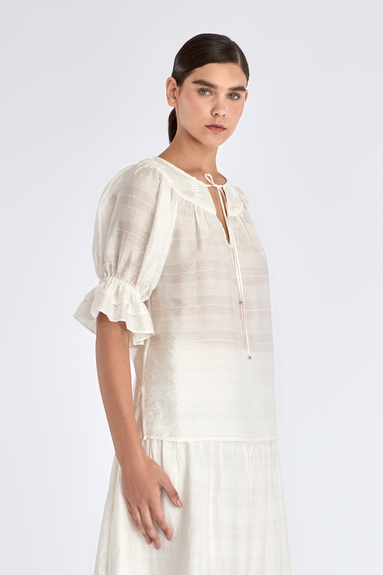 Lauren V-Slit Blouse | Off White