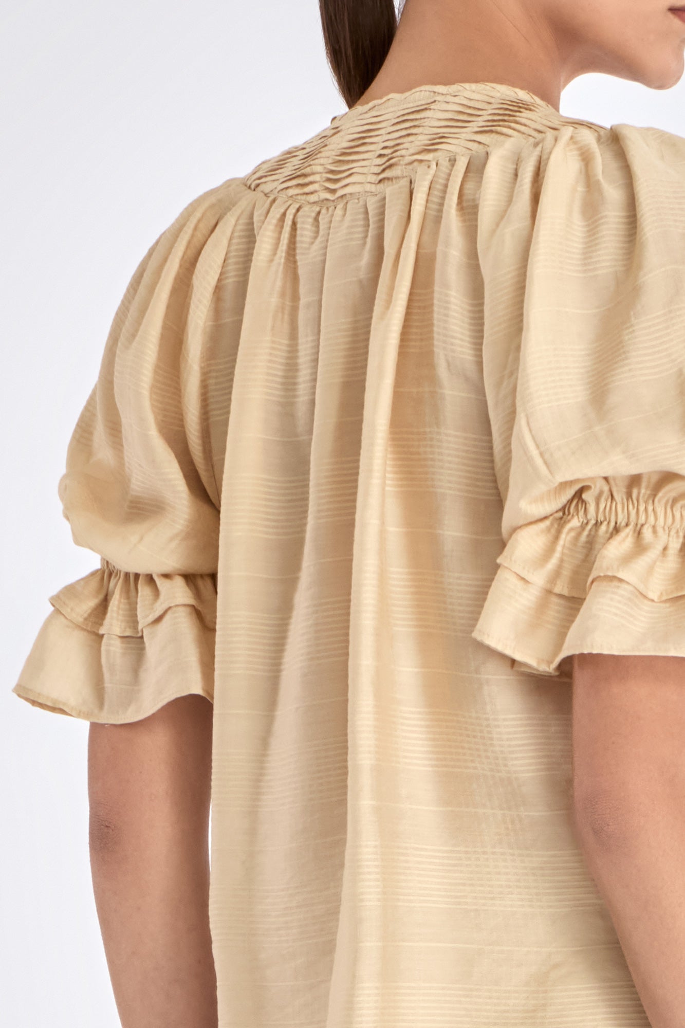 Lauren V-Slit Blouse | Vanilla