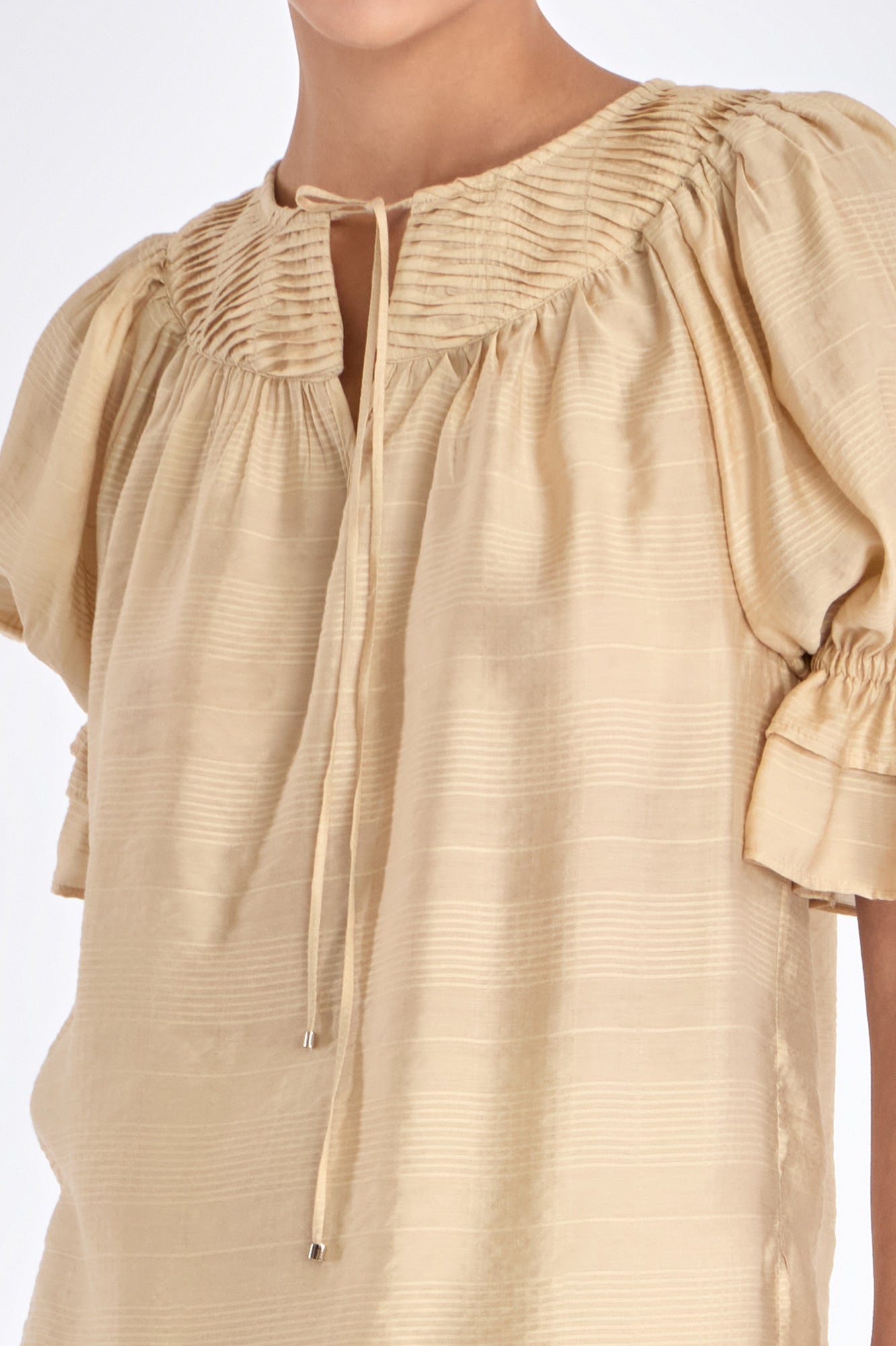 Lauren V-Slit Blouse | Vanilla