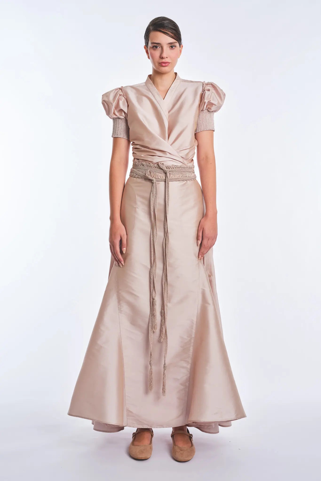 Lucianne Crystal-Cuff Bow Blouse | Rose