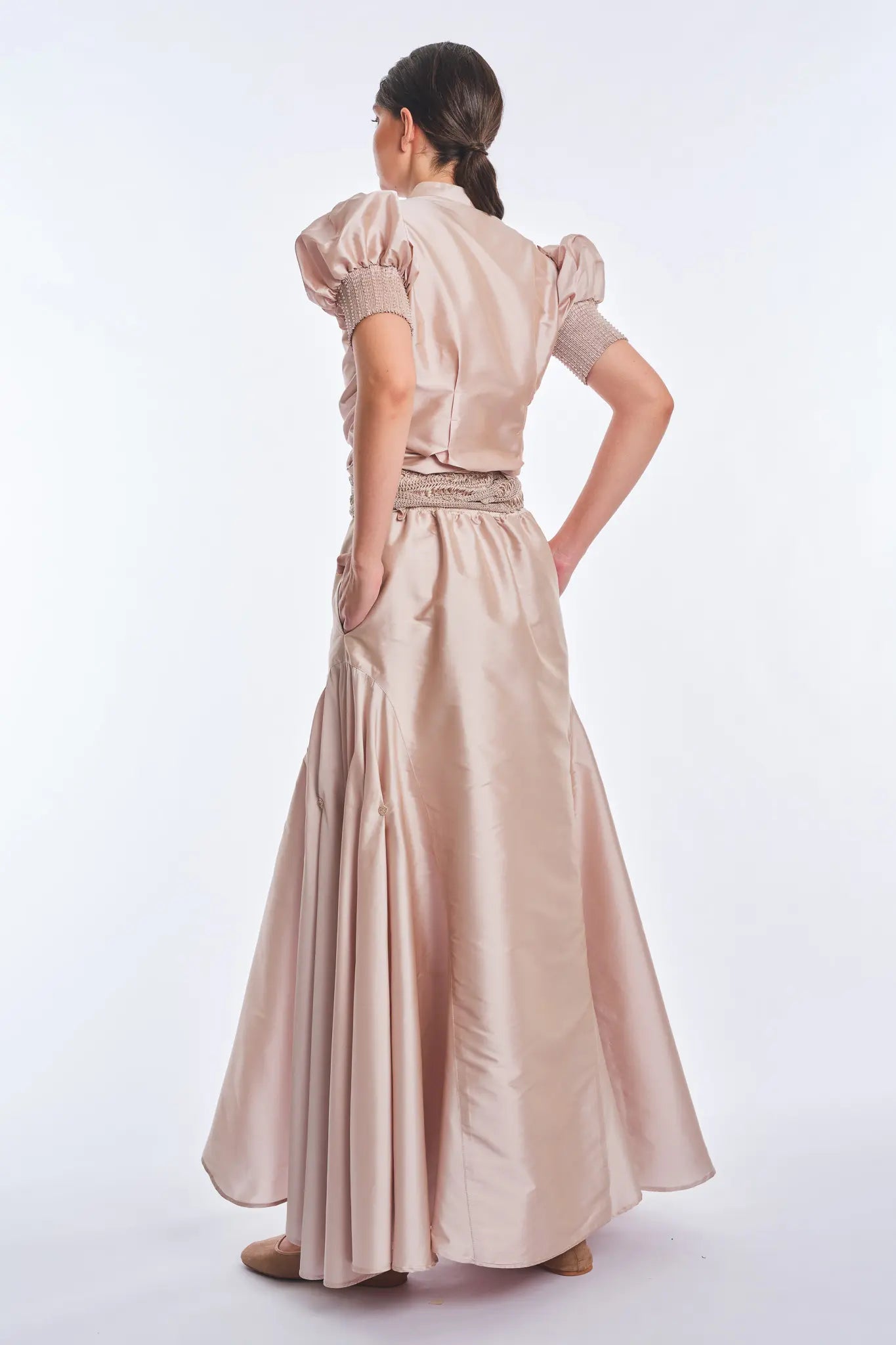 Lucianne Crystal-Cuff Bow Blouse | Rose